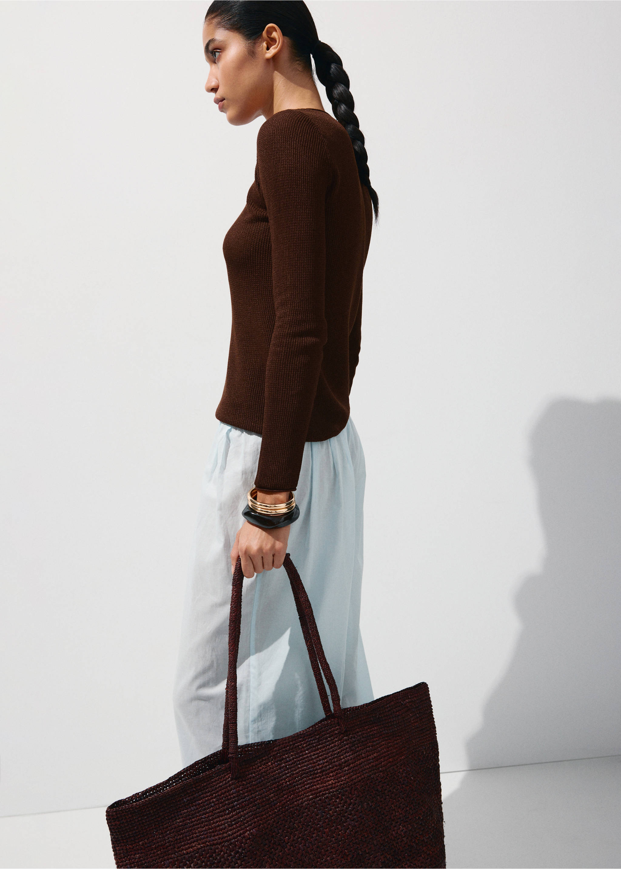 Fine-knit sweater - Medium plane, Chocolate. Ref: 27077137-00.