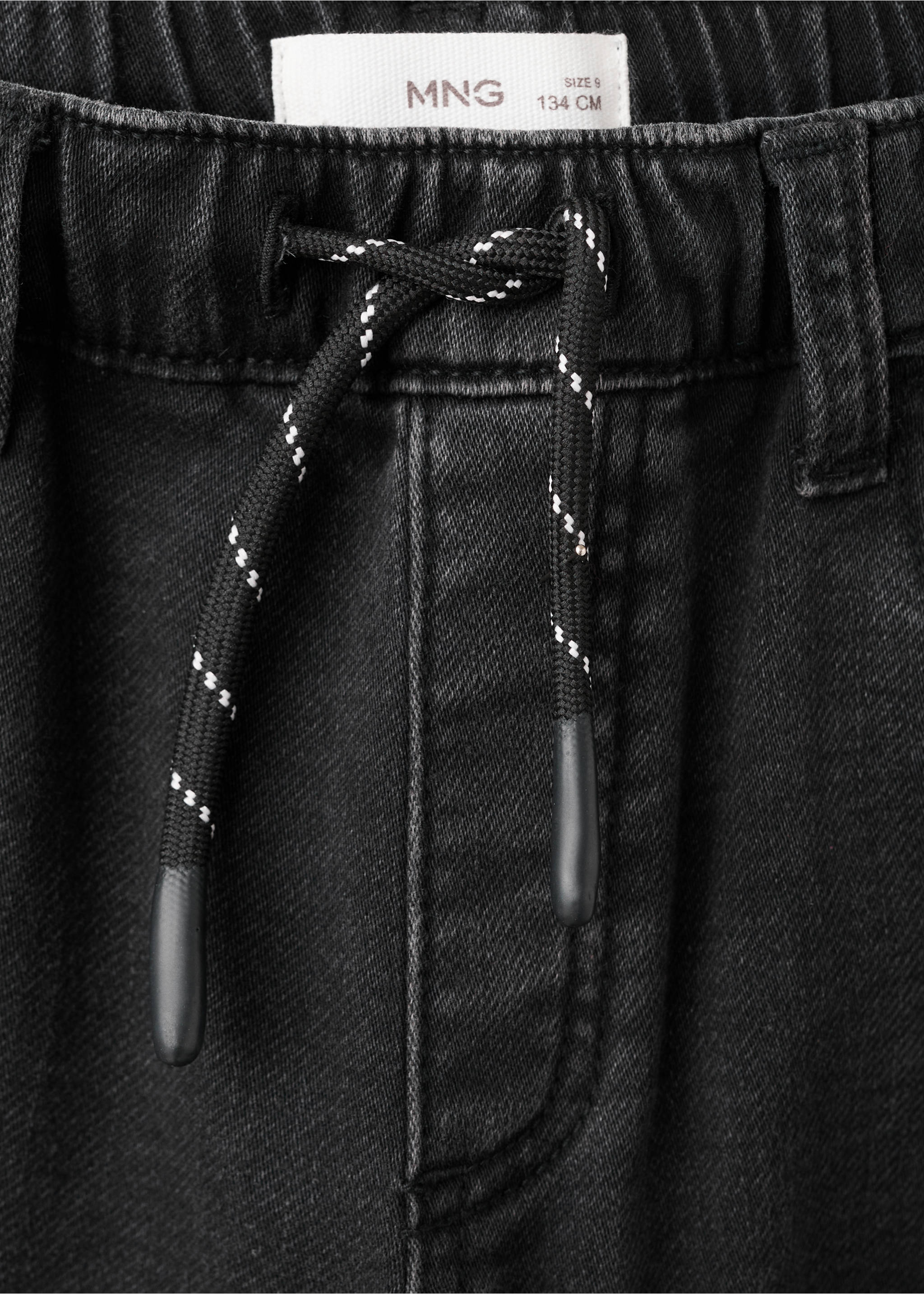 Bequeme Jeans mit Kordelzug - Detail des Artikels 8, Black denim. Ref: 27081240-00.
