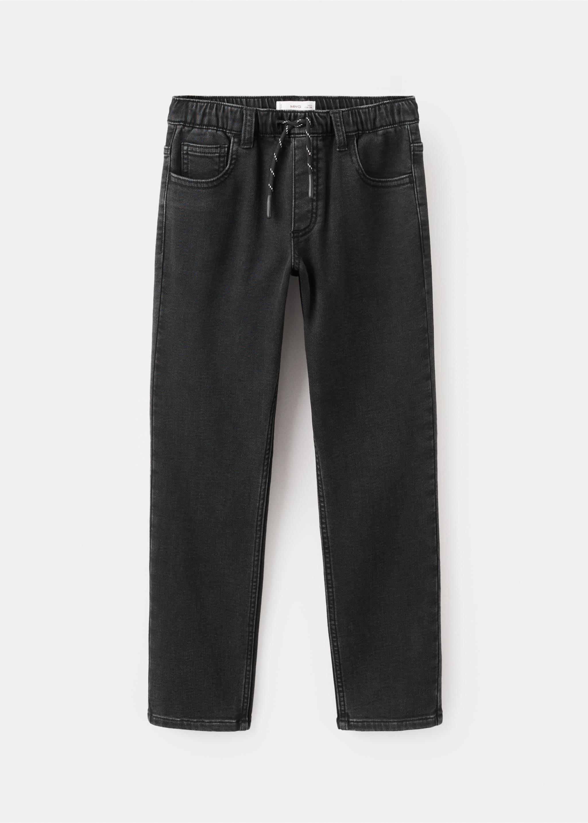 Bequeme Jeans mit Kordelzug - Artikel ohne Model, Black denim. Ref: 27081240-00.