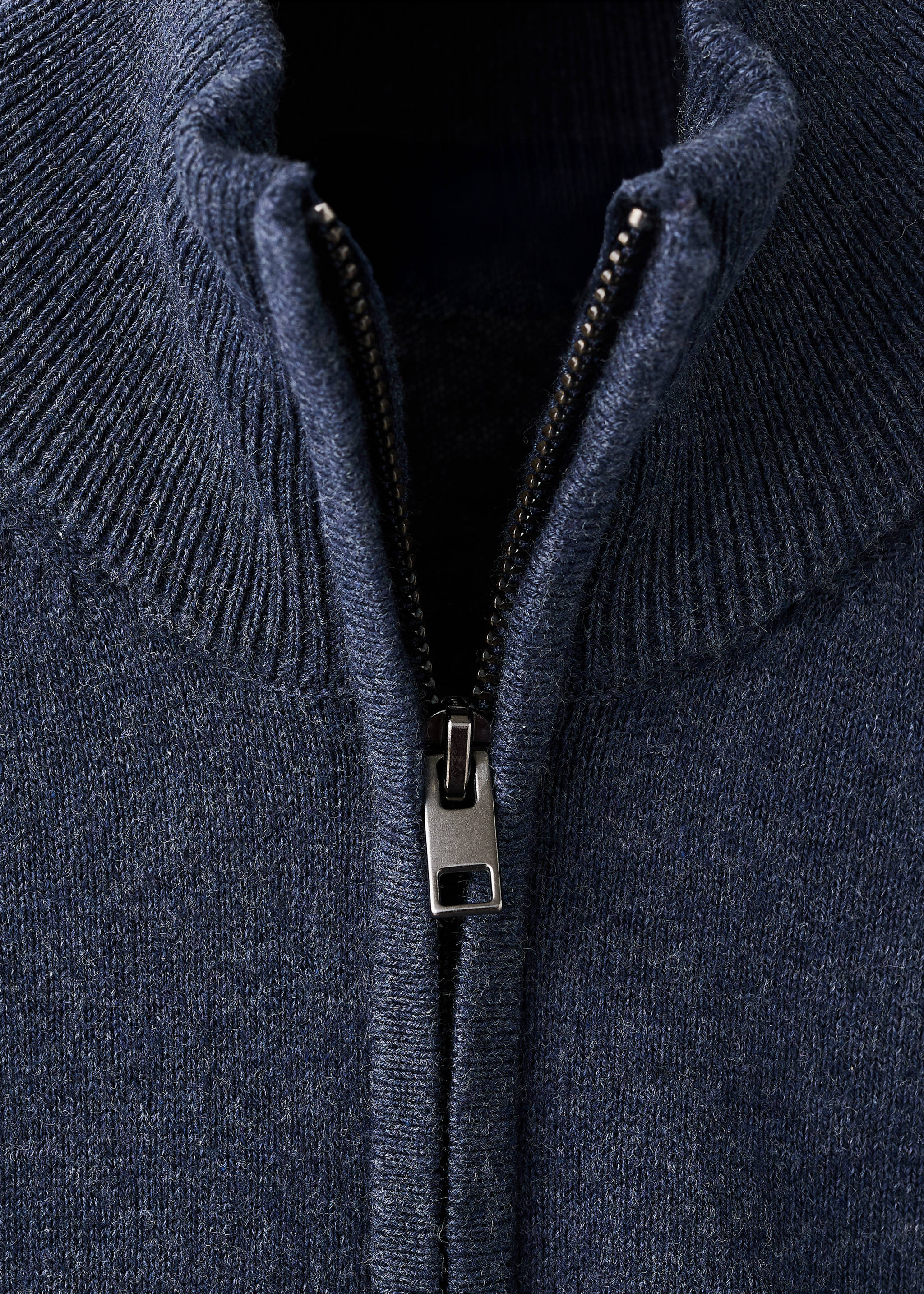 Navy blue kids' cardigan collar and zip detail., Navy. Ref: 27081253-00.