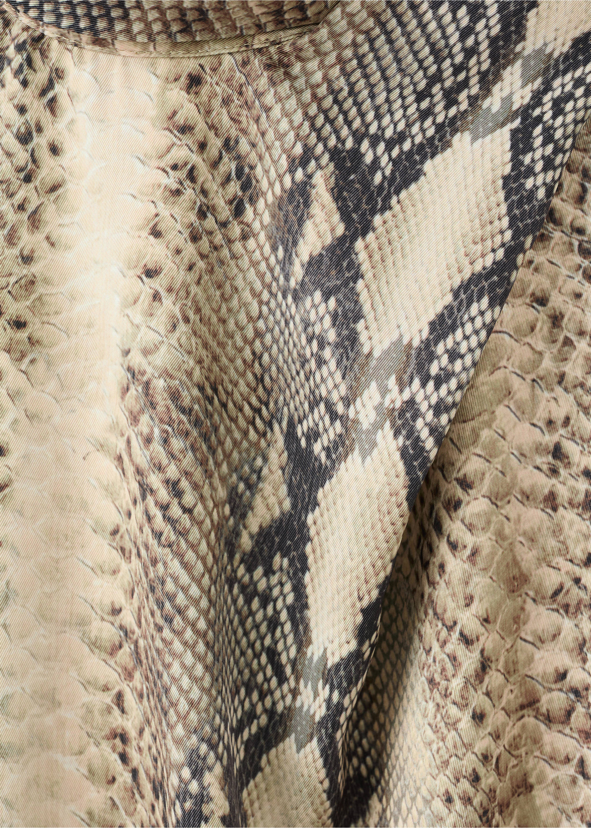 Animal-print blouse with scarf - Details of the article 8, Brown. Ref: 27081265-00.