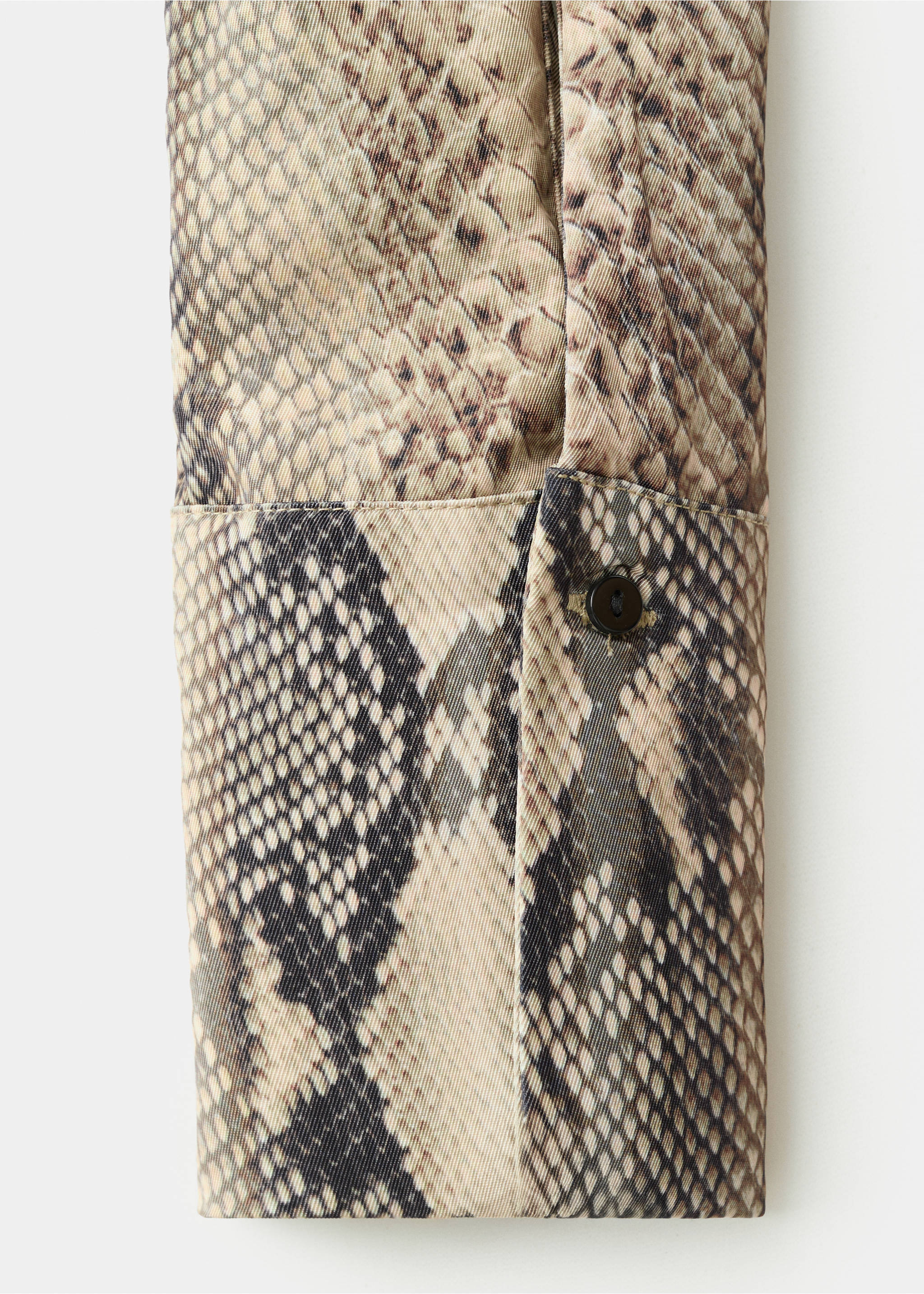 Animal-print blouse with scarf - Details of the article 0, Brown. Ref: 27081265-00.