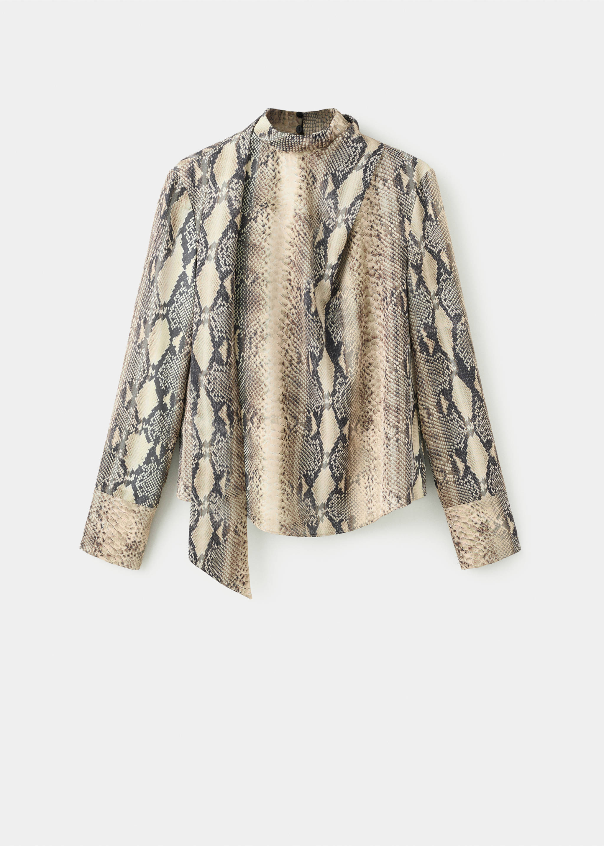 Animal-print blouse with scarf - Article without model, Brown. Ref: 27081265-00.