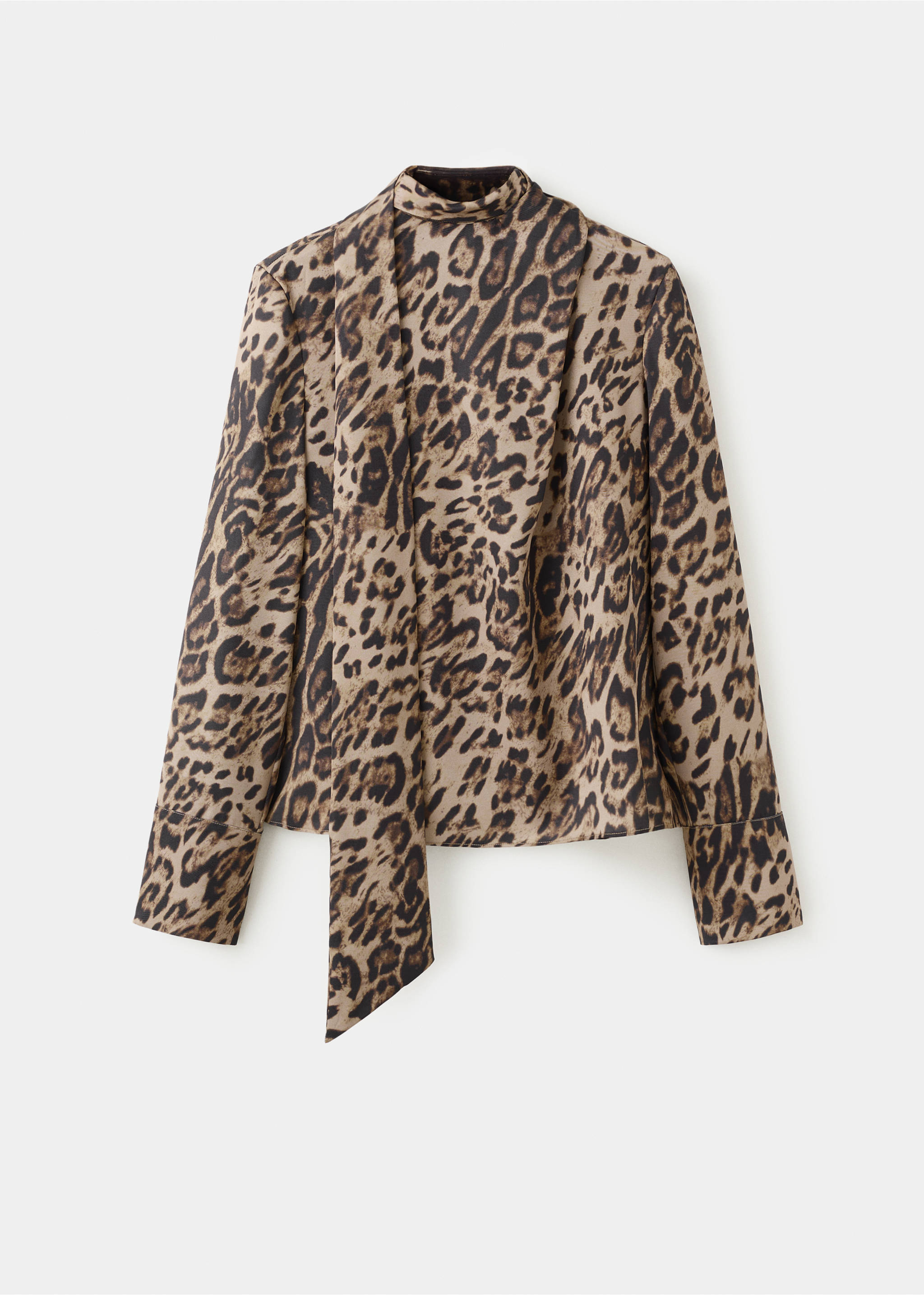 Animal-print blouse with scarf - Article without model, Black. Ref: 27081265-00.