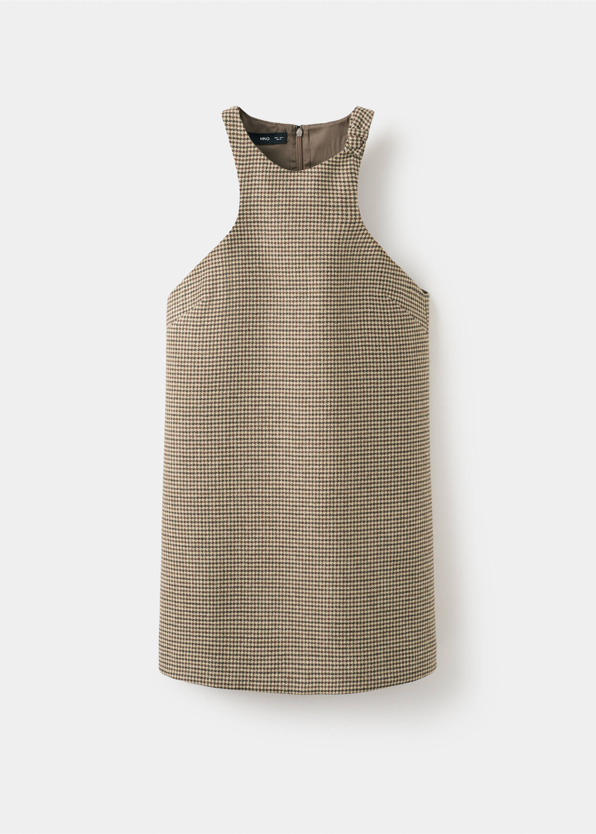 Houndstooth wool-blend dress - Article without model, Medium Brown. Ref: 27081318-00.