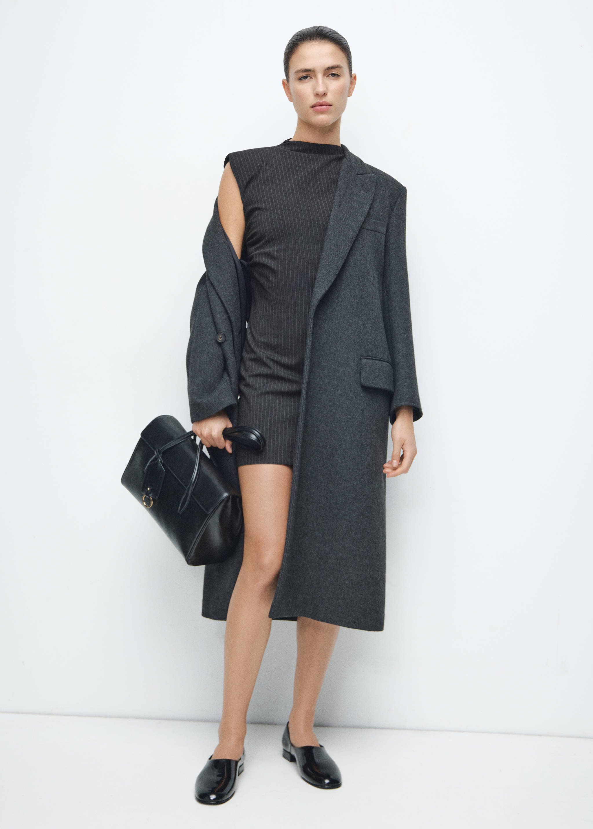 Pinstripe dress with cut-out - General plane