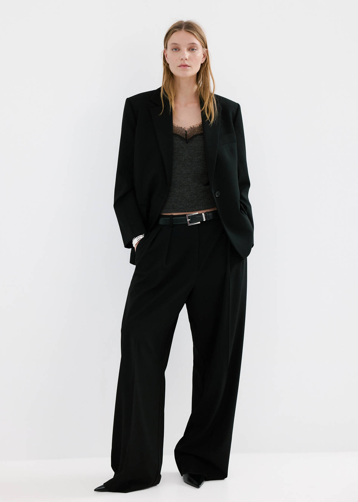 Top with lace neck