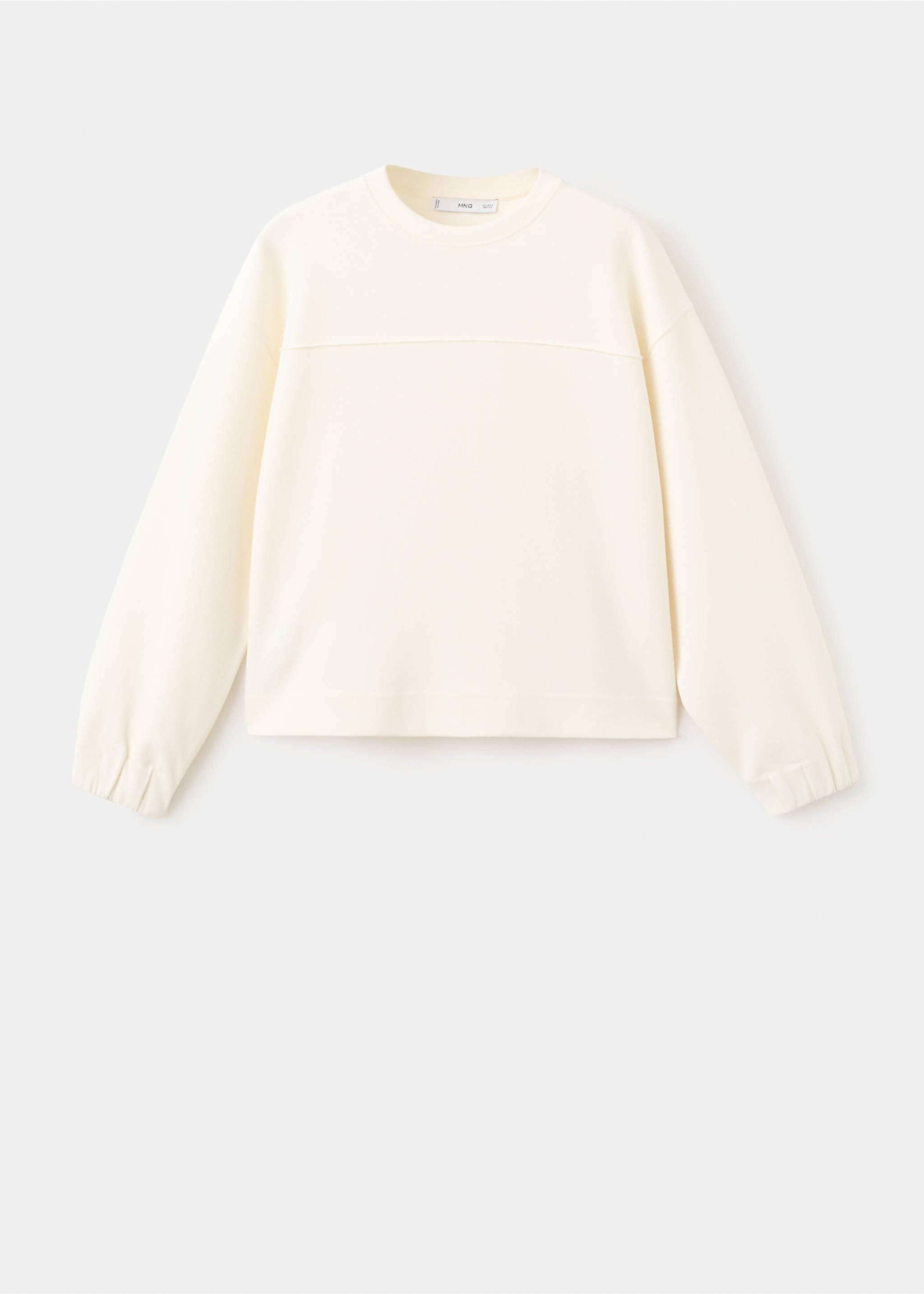 Off-white crew neck sweatshirt with long sleeves and gathered cuffs., Ecru. Ref: 27083315-00.