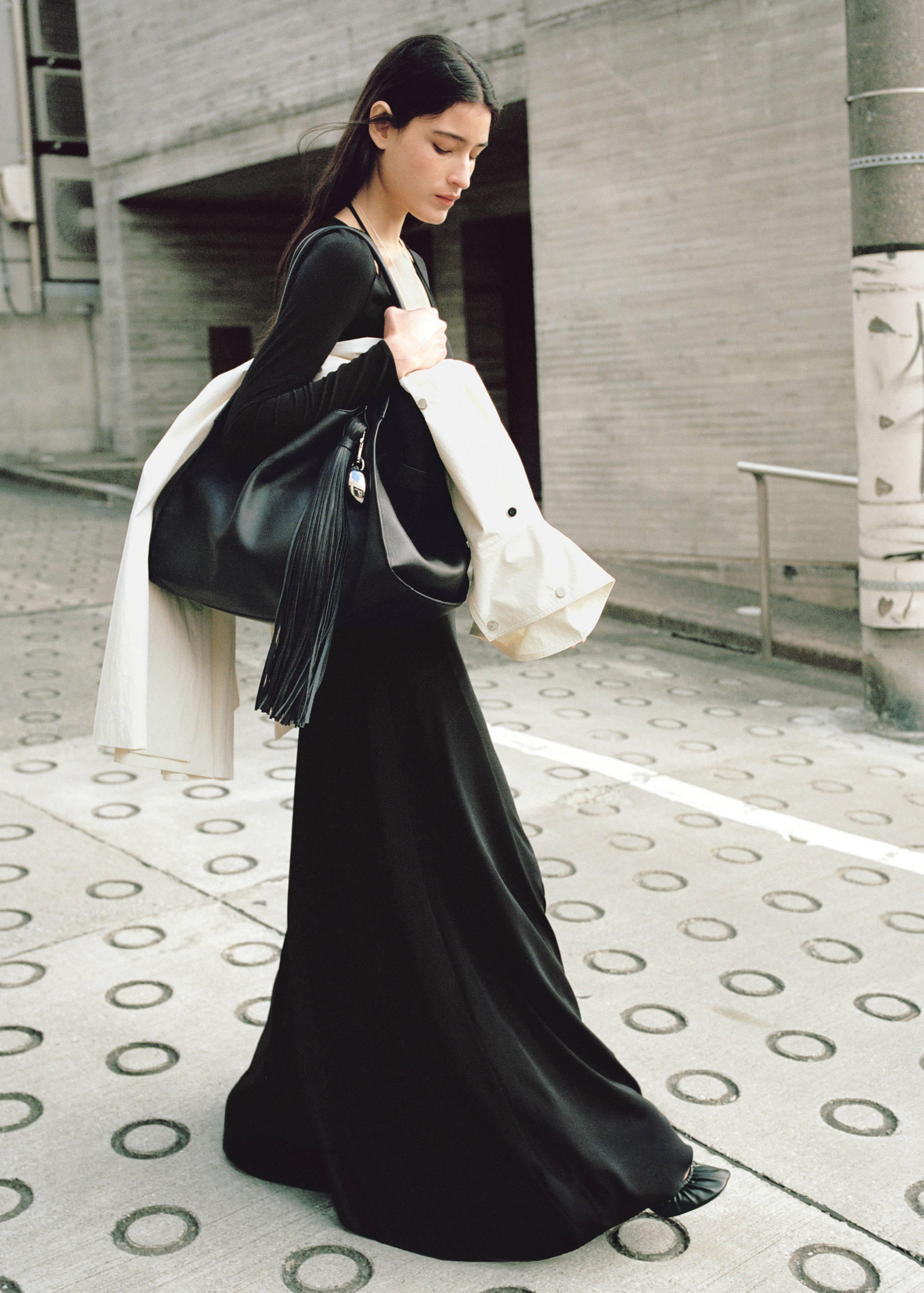 Dress with combined fine-knit collar - Medium plane