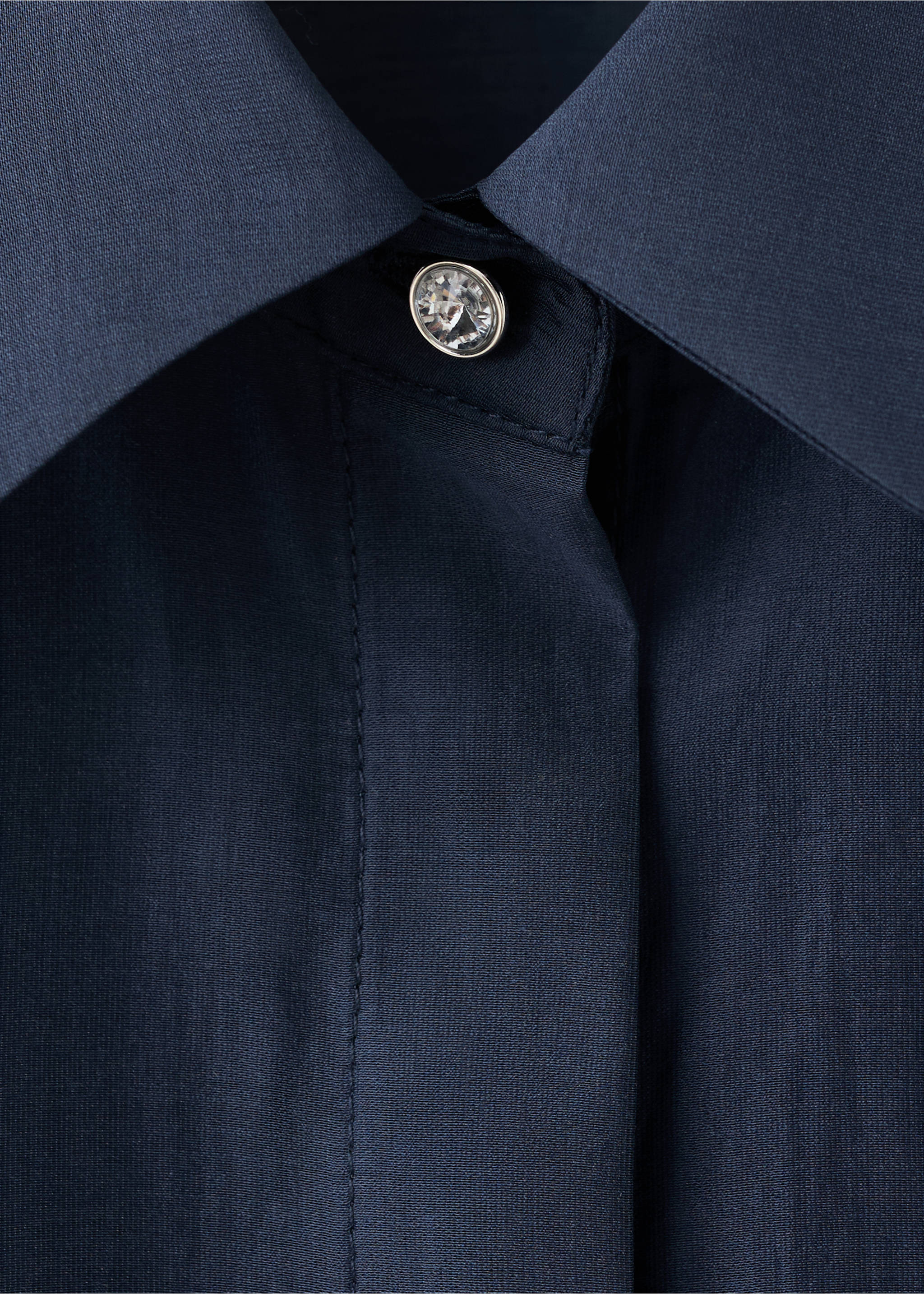 Lyocell shirt with rhinestones - Details of the article 8, Navy. Ref: 27085825-00.