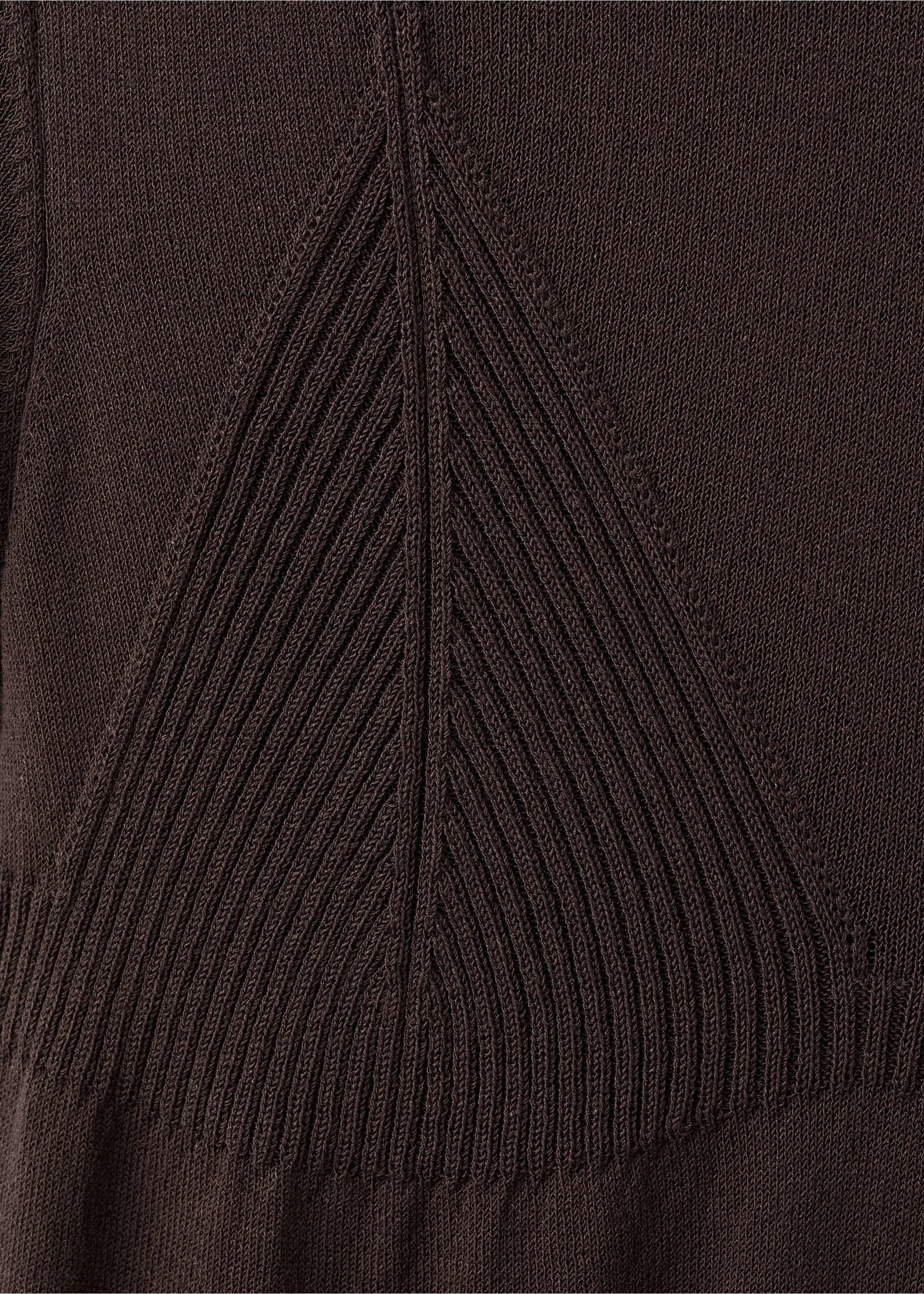 Close-up of the dark brown knit texture and chevron ribbing on a jersey., Brown. Ref: 27085838-00.