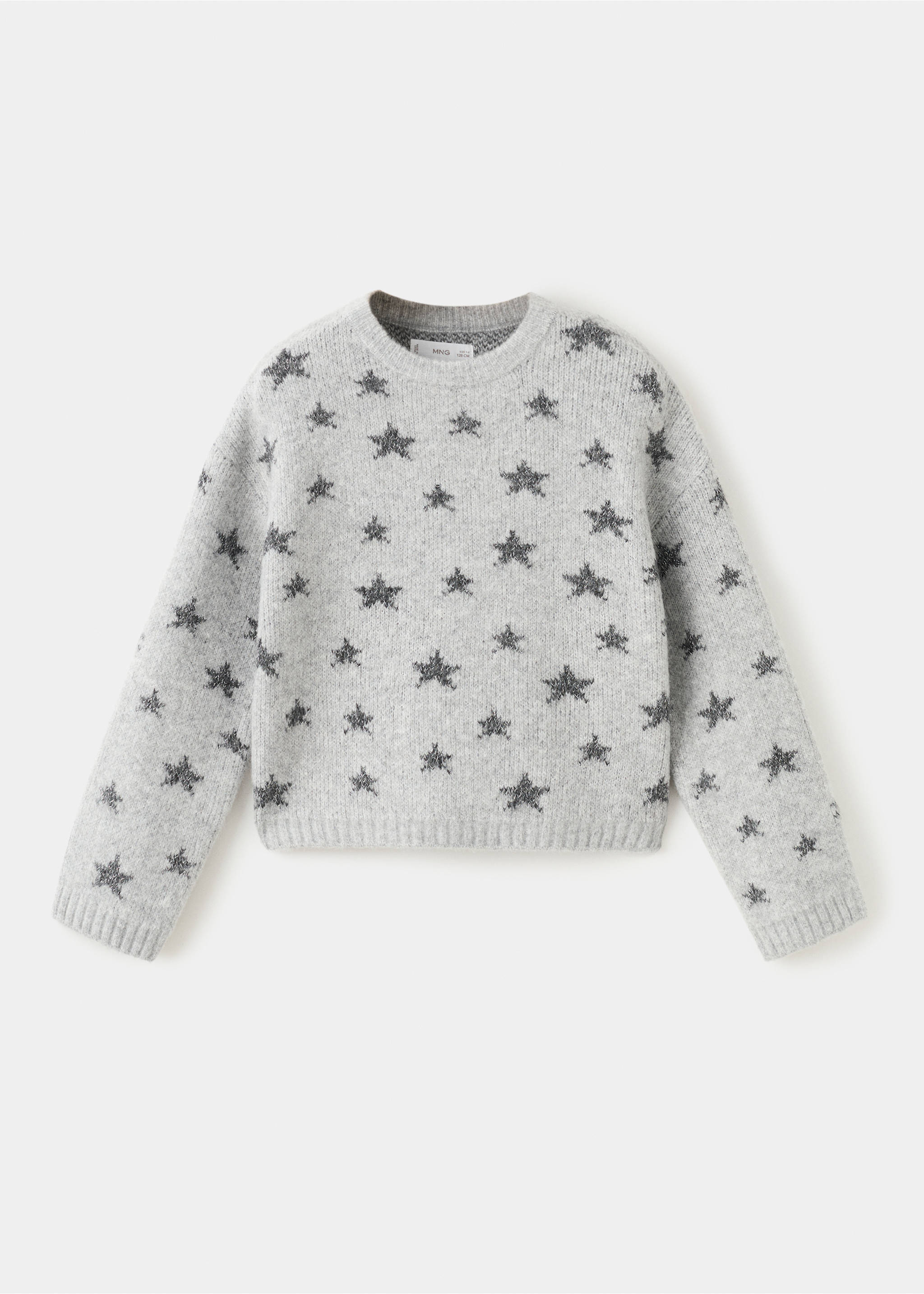 Grey star-patterned knit jersey with a crew neck., Grey. Ref: 27091178-00.
