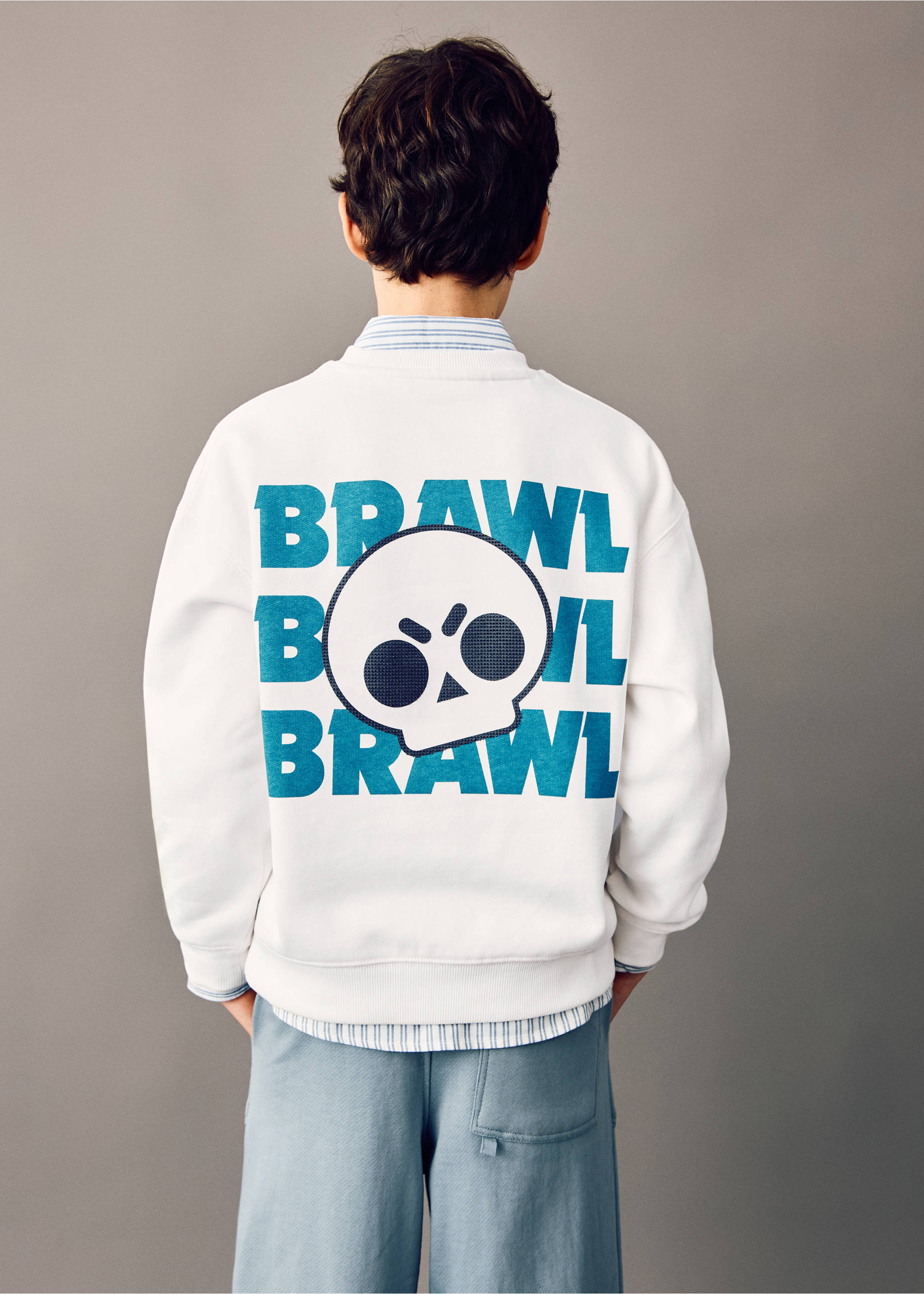 Dessudadora Brawl Stars - Pla mig, Blanc trencat. Ref: 27091184-00.