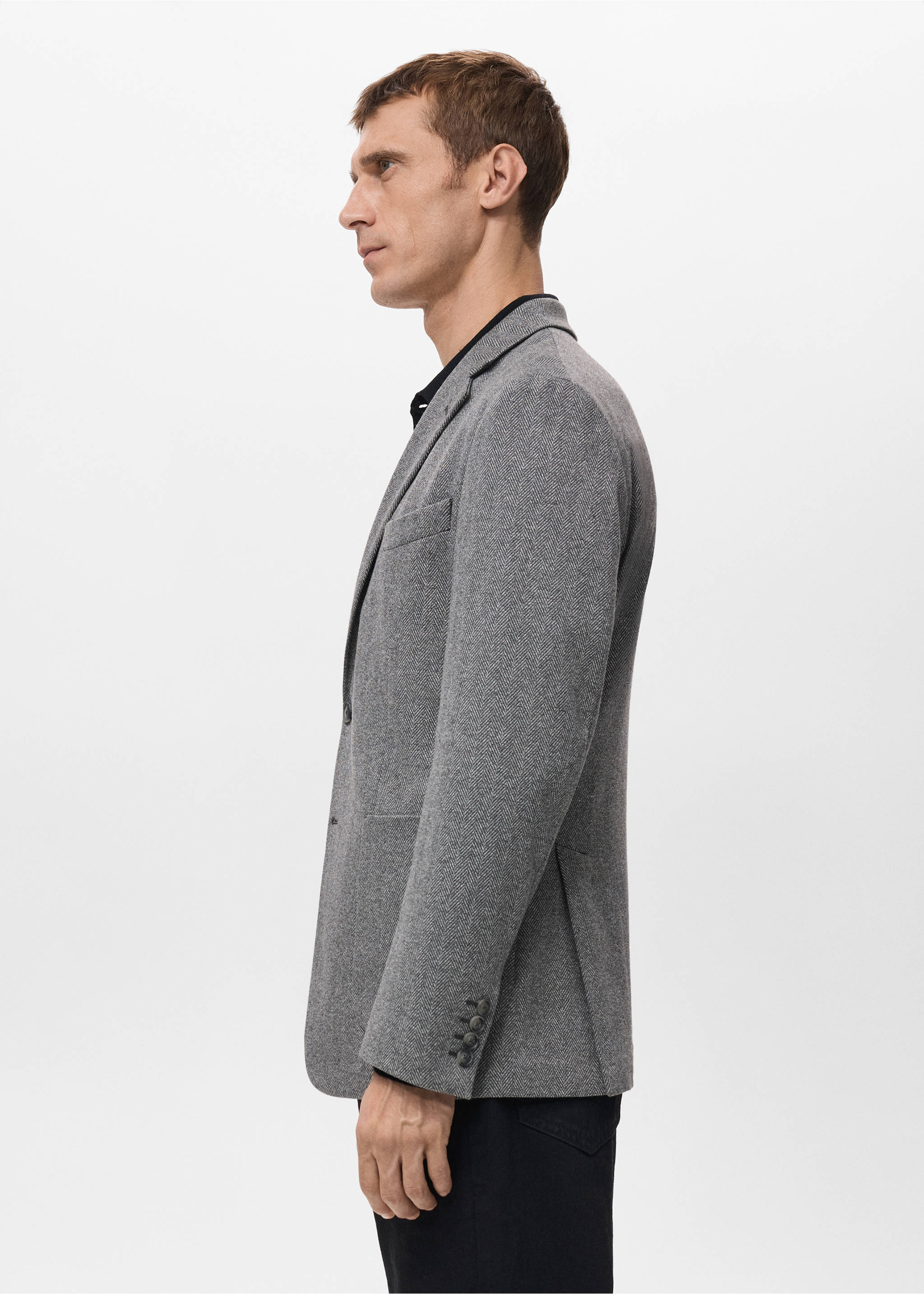 Σακάκι ψαροκόκαλο slim fit - Λεπτομέρεια του προϊόντος 2, Γκρι. Ref: 27091221-00.