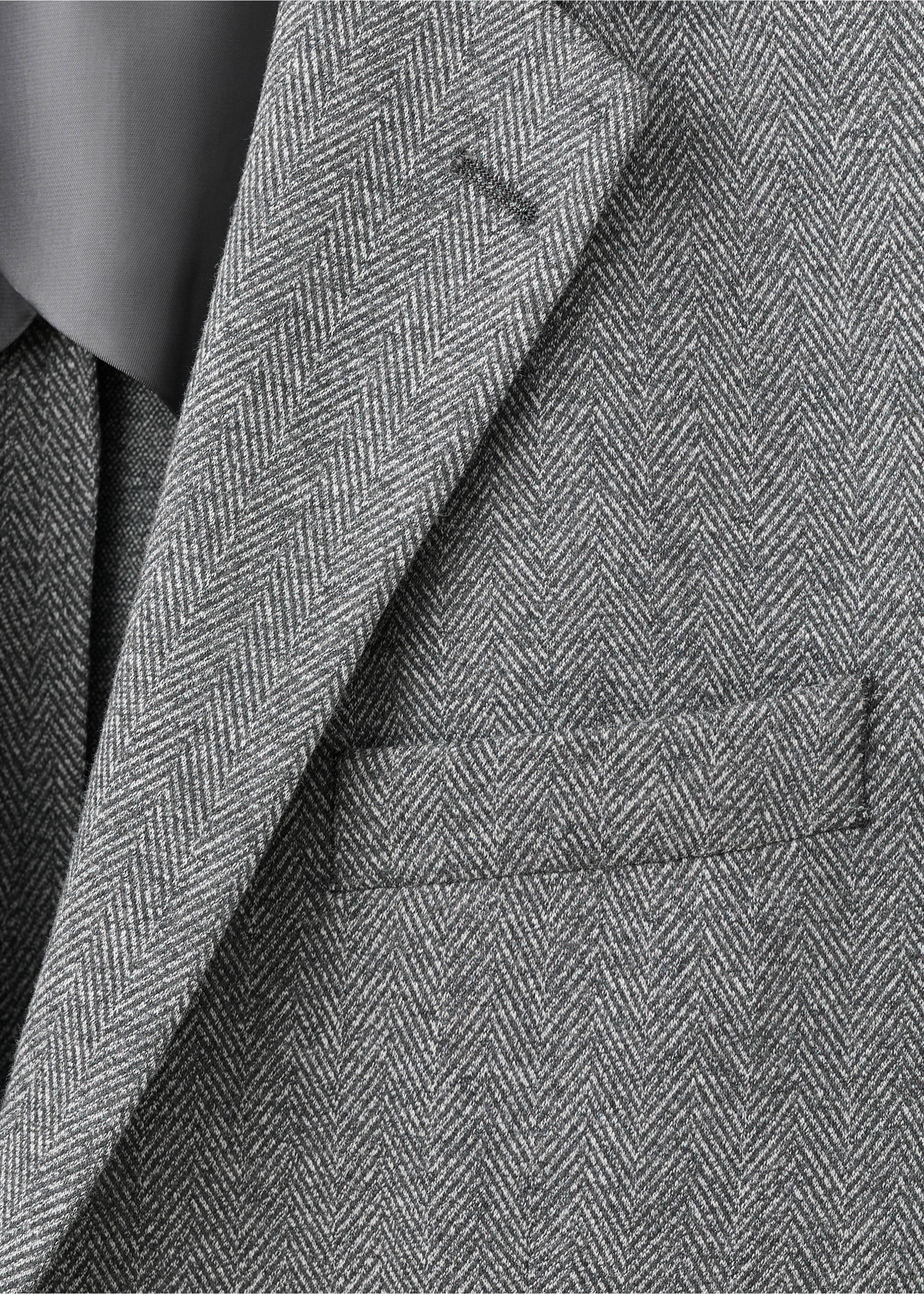Σακάκι ψαροκόκαλο slim fit - Λεπτομέρεια του προϊόντος 8, Γκρι. Ref: 27091221-00.