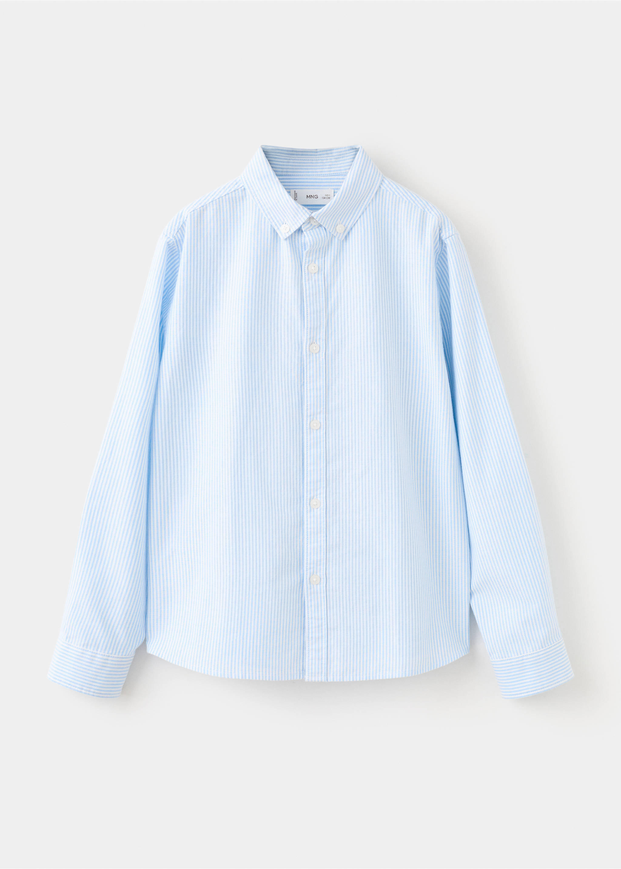 Blue and white striped children's shirt with a button-down collar., Sky Blue. Ref: 27091265-00.