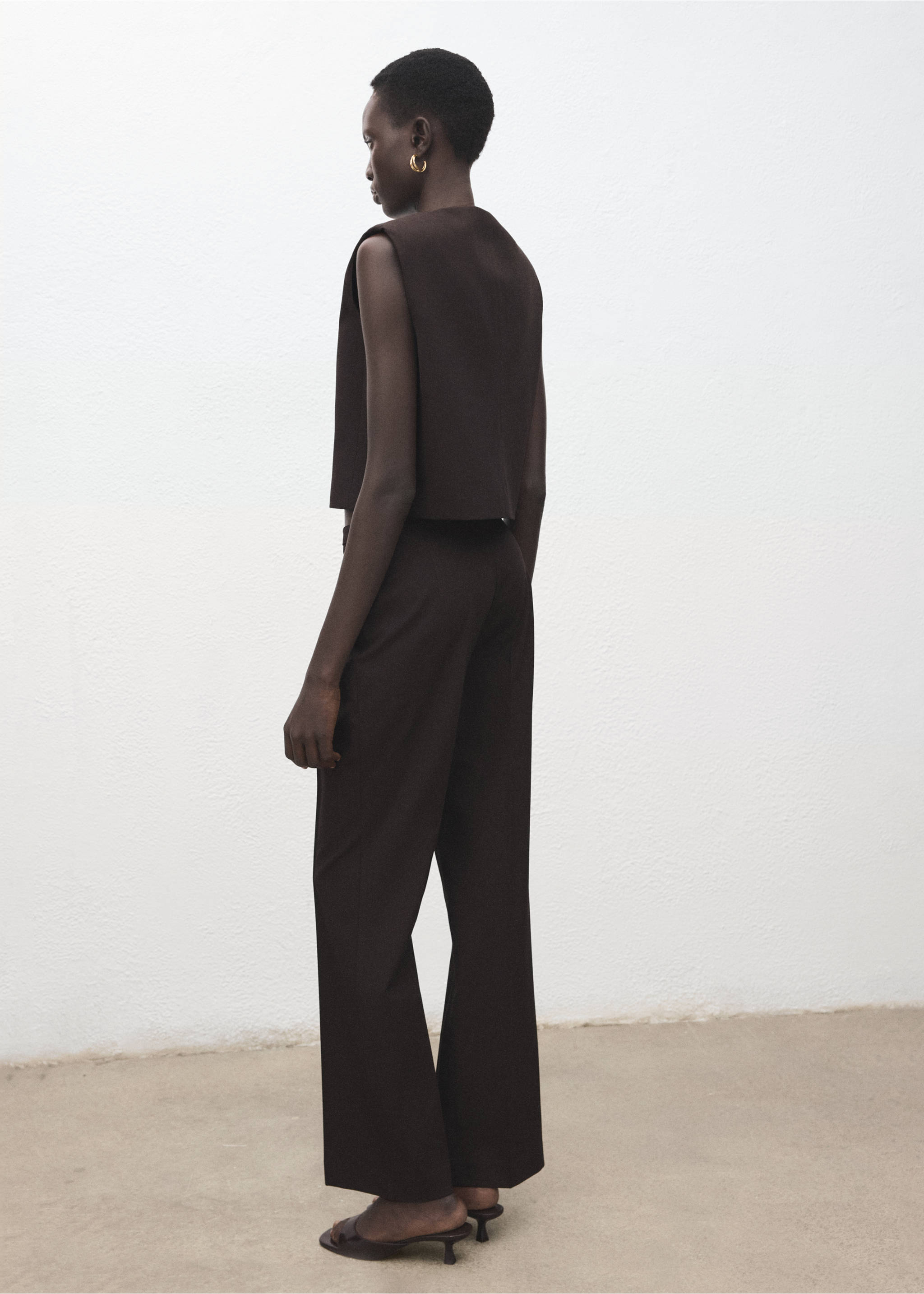 Pantalon flare taille haute - Verso de l’article, Gris. Ref: 27091281-00.