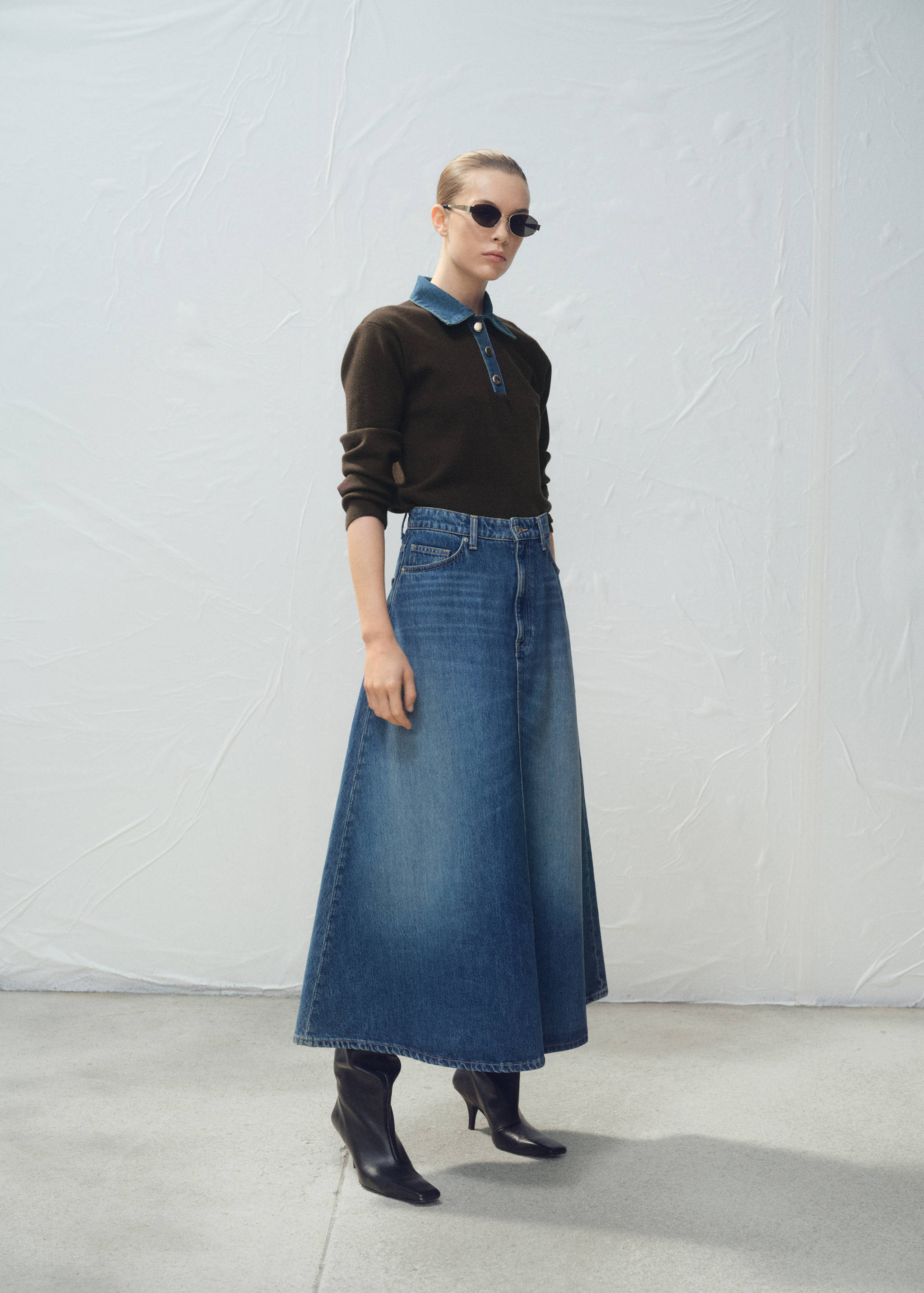 Denim midi-skirt - General plane