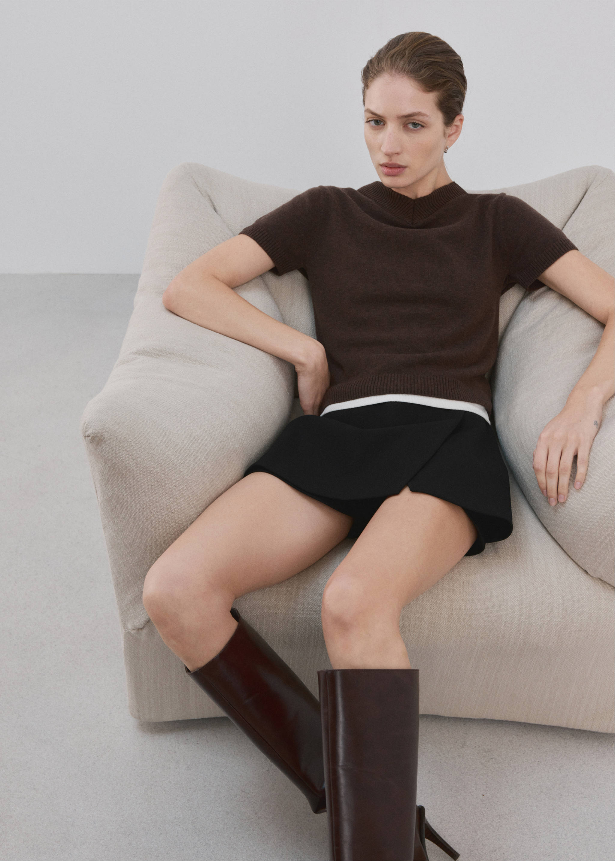 Wrapped skort - Details of the article 3, Black. Ref: 27094095-00.