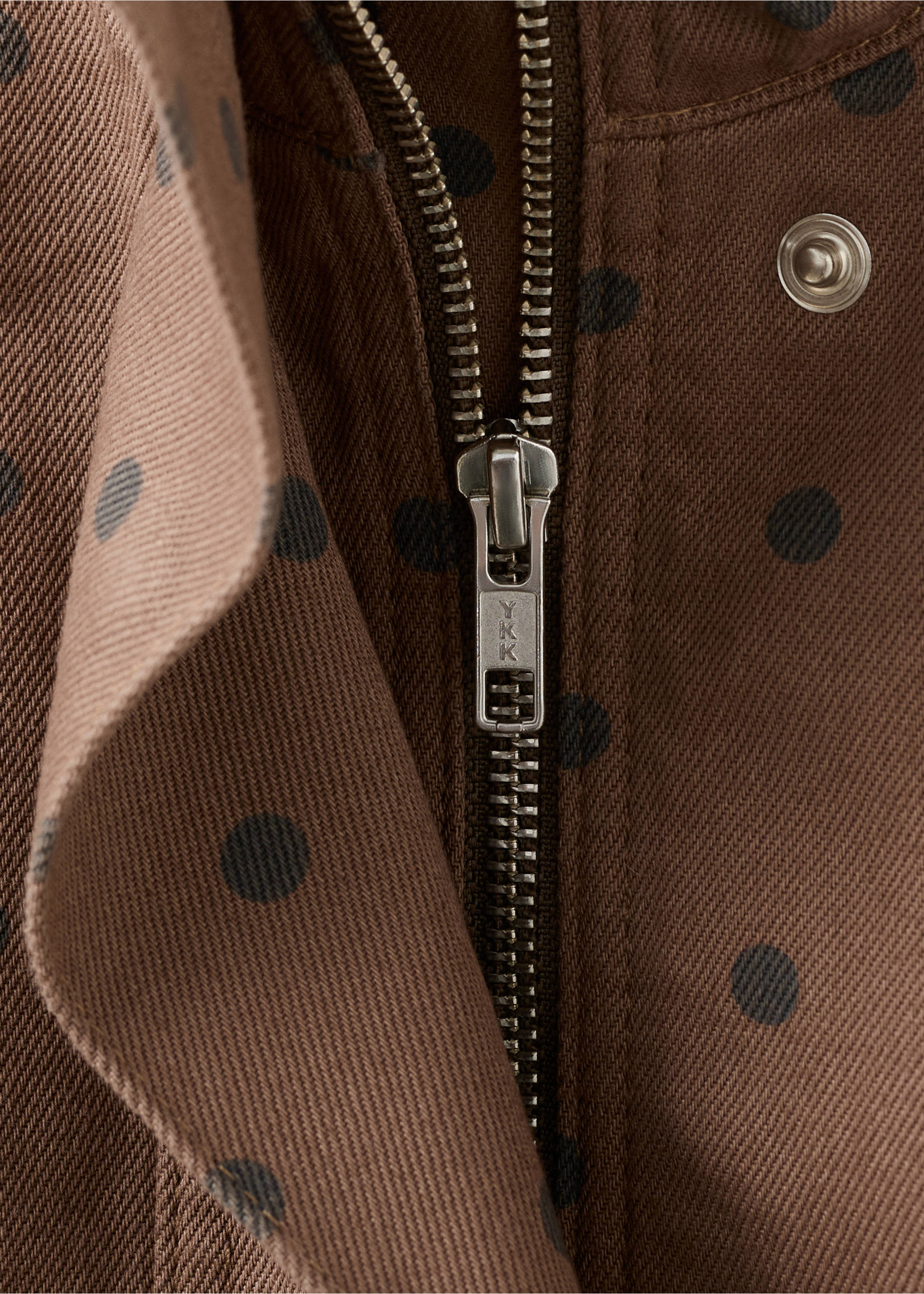 Denim bomber jacket with polka dots - Details of the article 8, Chocolate. Ref: 27094447-00.
