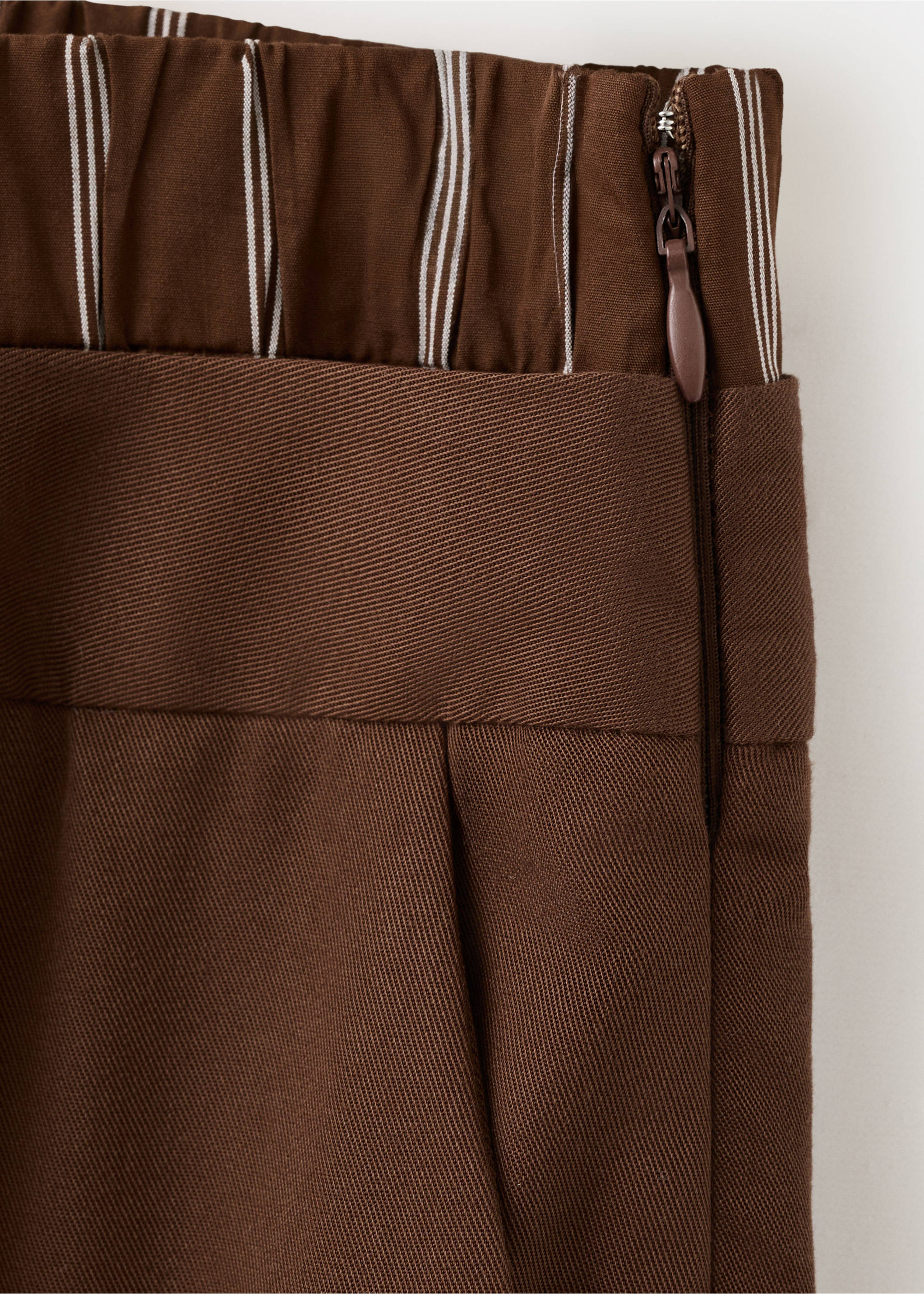 Pantalon en lyocell taille combinée à rayures - Détail de l'article 0, Marron. Ref: 27095164-00.
