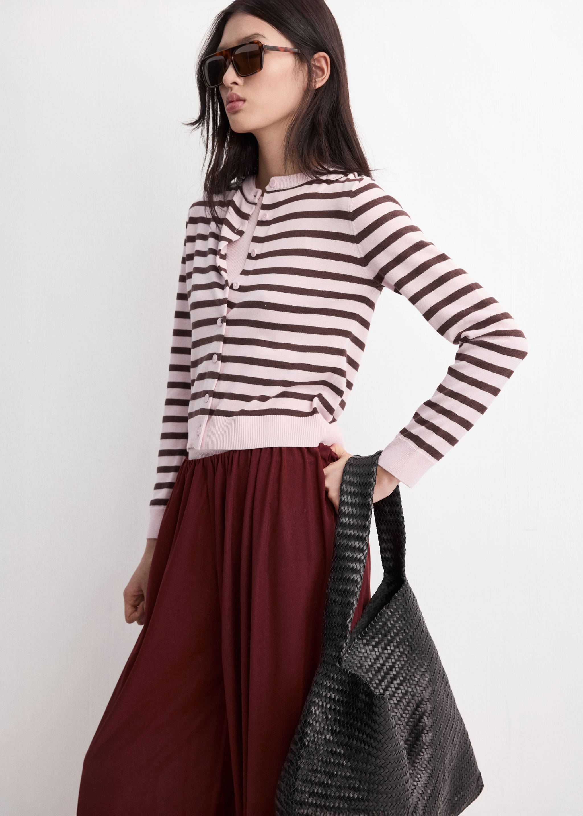 Strickcardigan mit Streifenmuster - Mittlere Ansicht