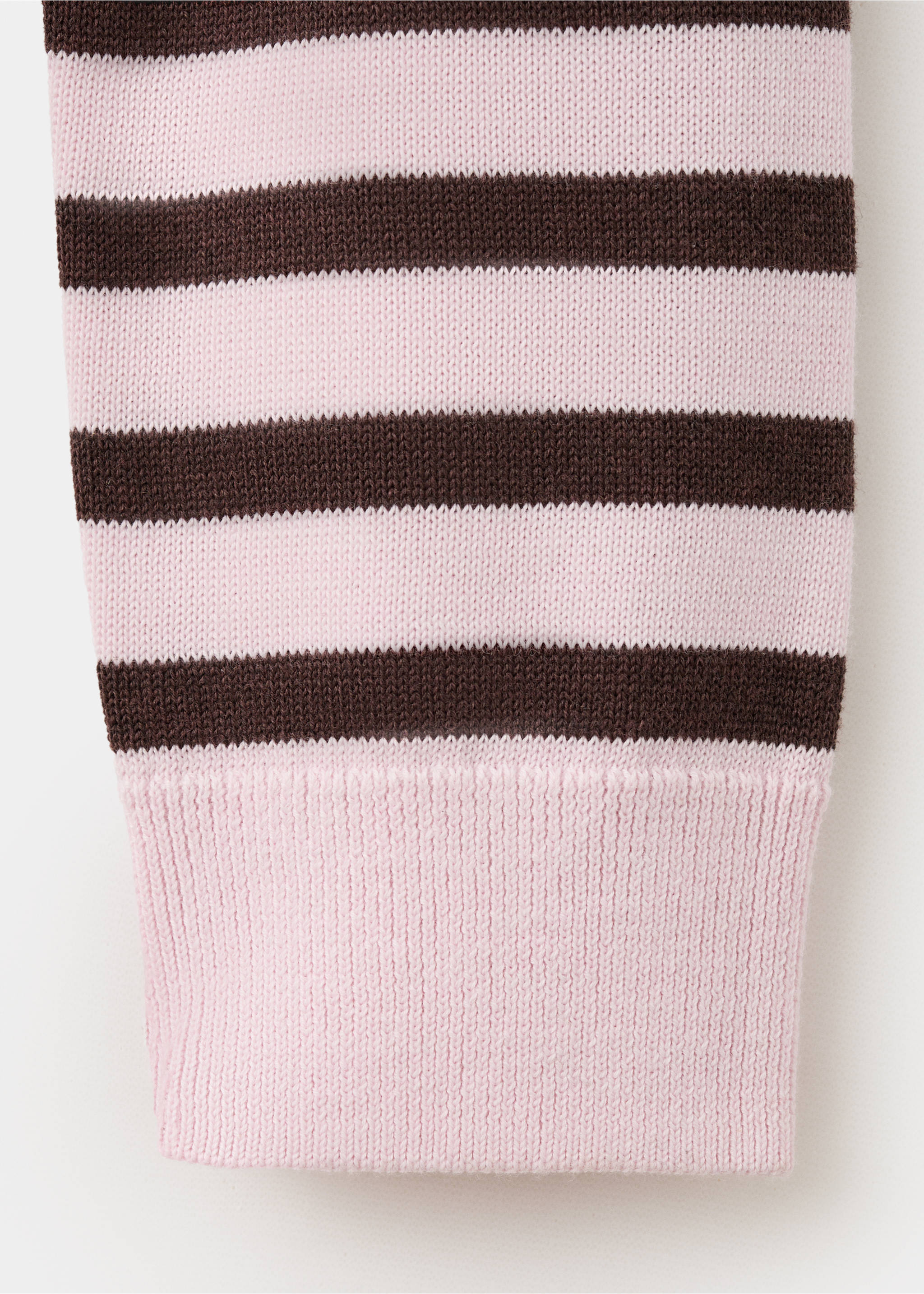 Cardigan sleeve detail in brown and pale pink stripes with a ribbed cuff, Pink. Ref: 27097145-00.