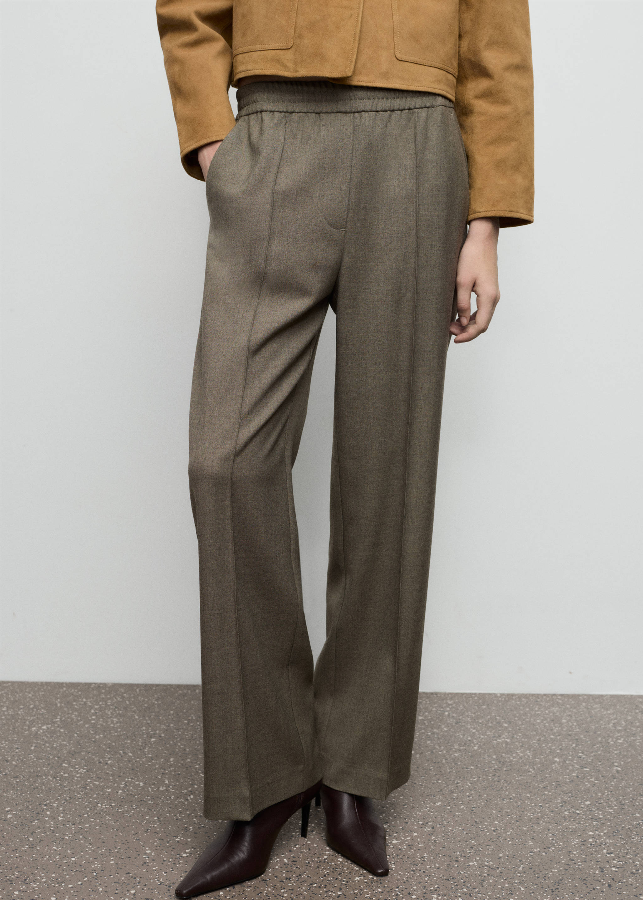 Wide leg trousers with elastic waist - Medium plane