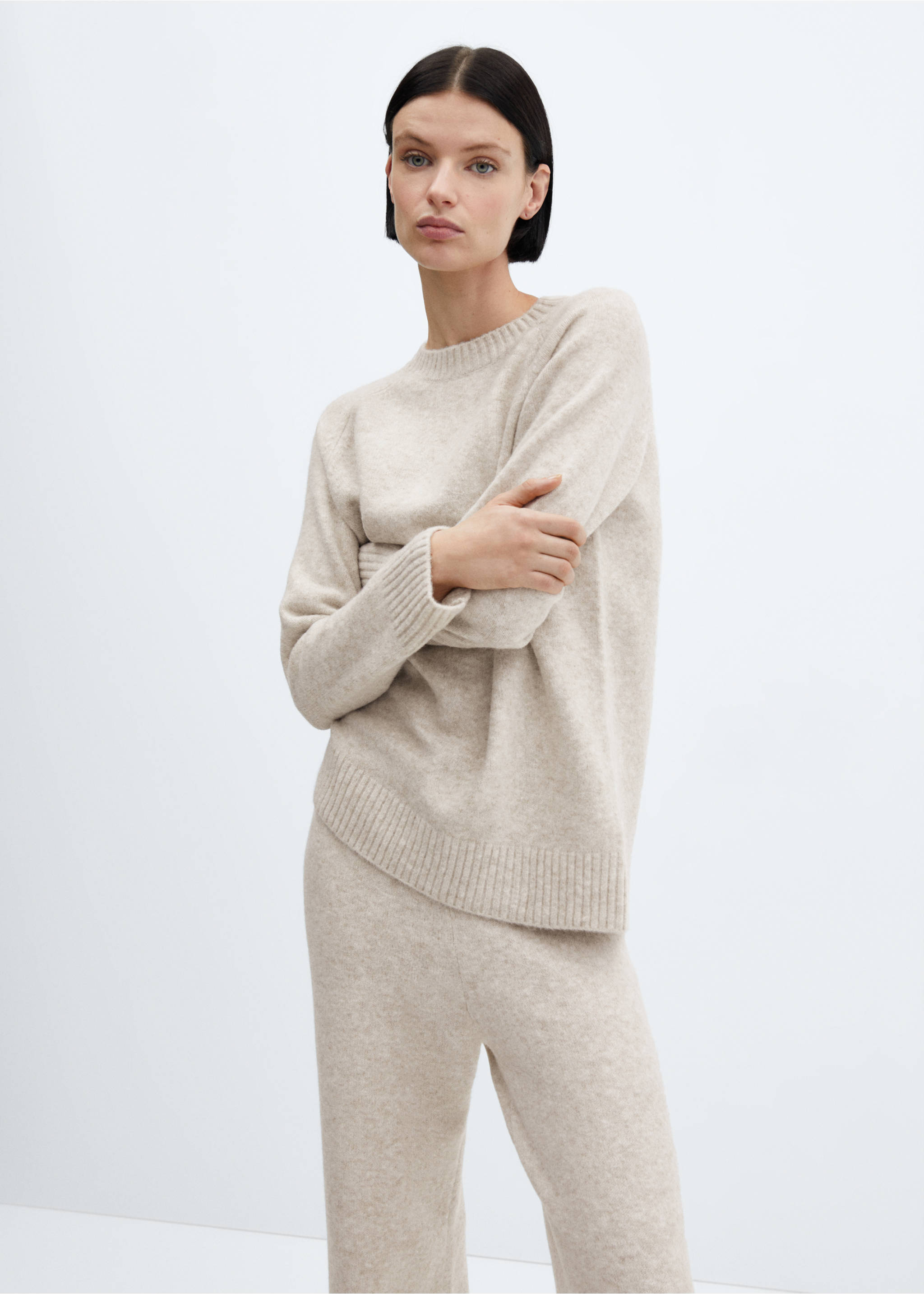 Pantalon maille long - Plan moyen, Beige. Ref: 27192933-00.