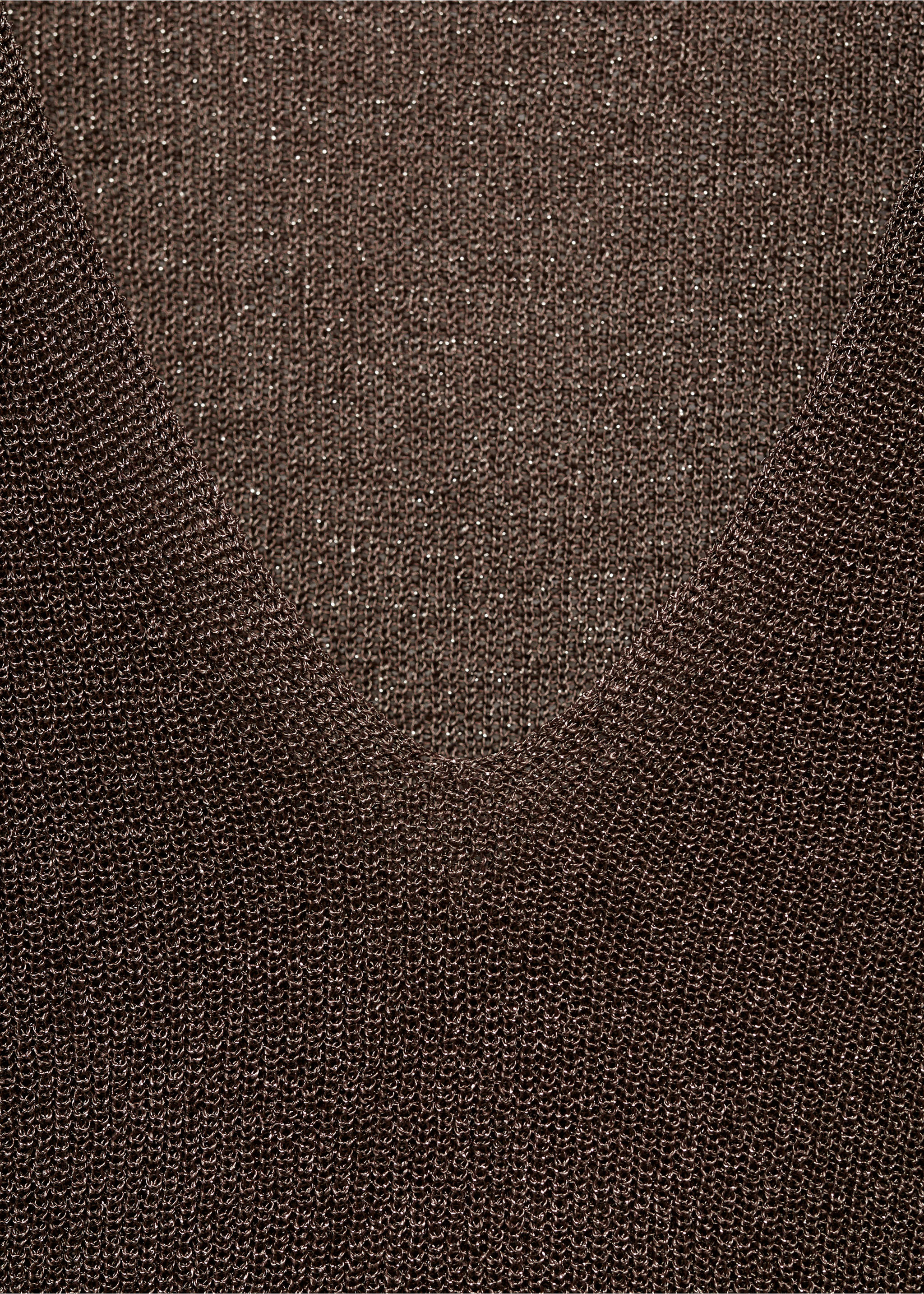 V-neck lurex sweater - Details of the article 8, Chocolate. Ref: 27911287-00.