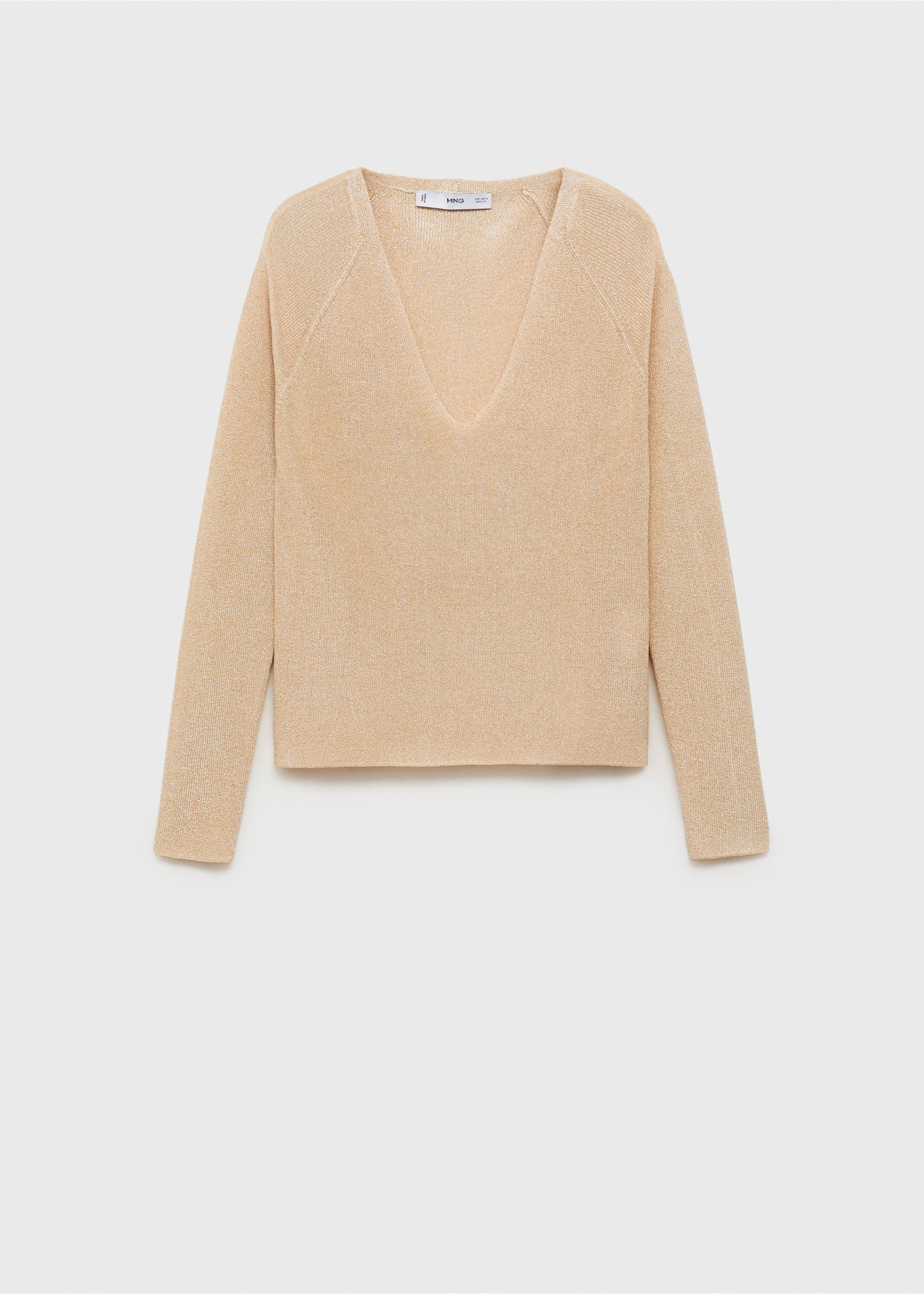 V-neck lurex sweater - Article without model, Gold. Ref: 27911287-00.