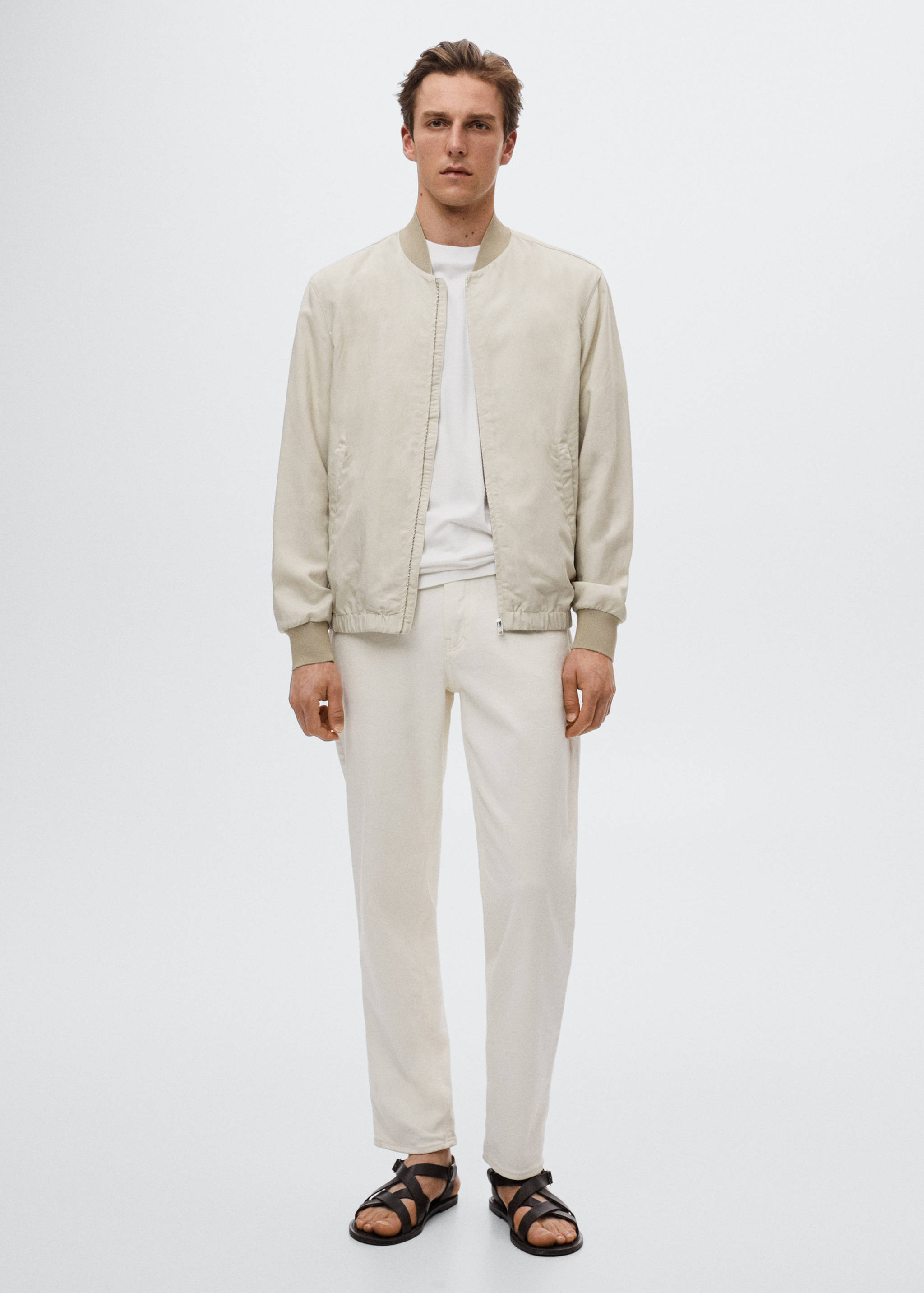 Tencel linen bomber jacket - General plane