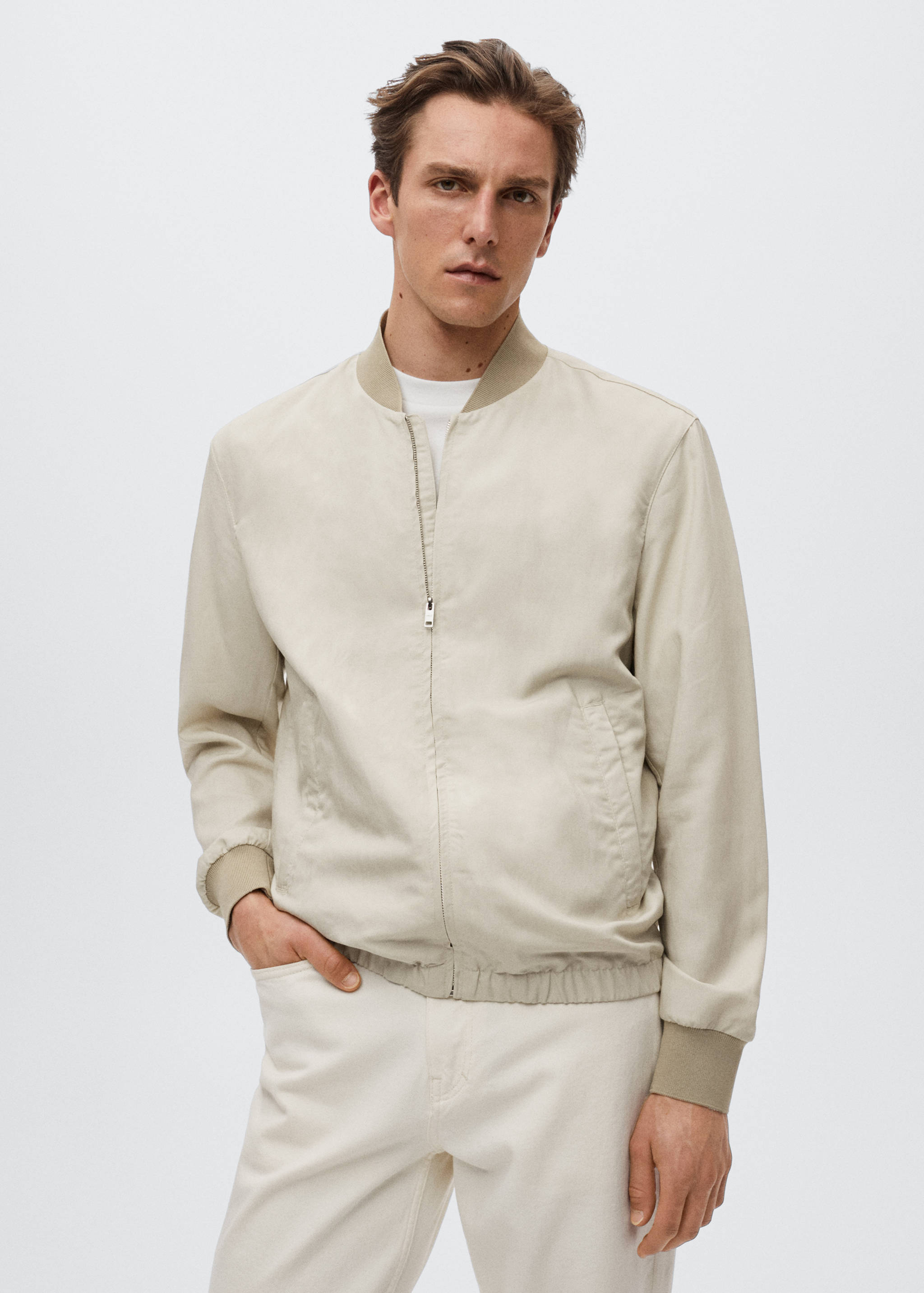 Tencel linen bomber jacket - Medium plane