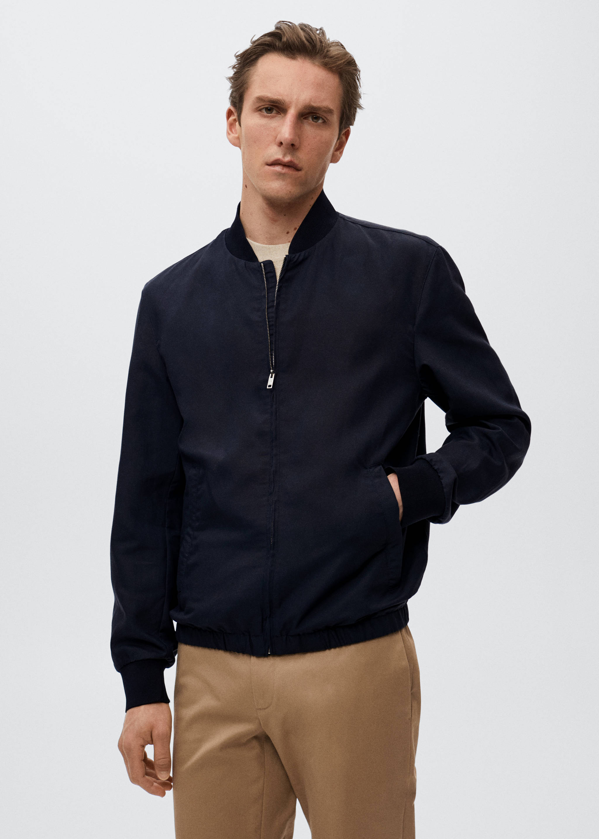 Tencel linen bomber jacket - Medium plane