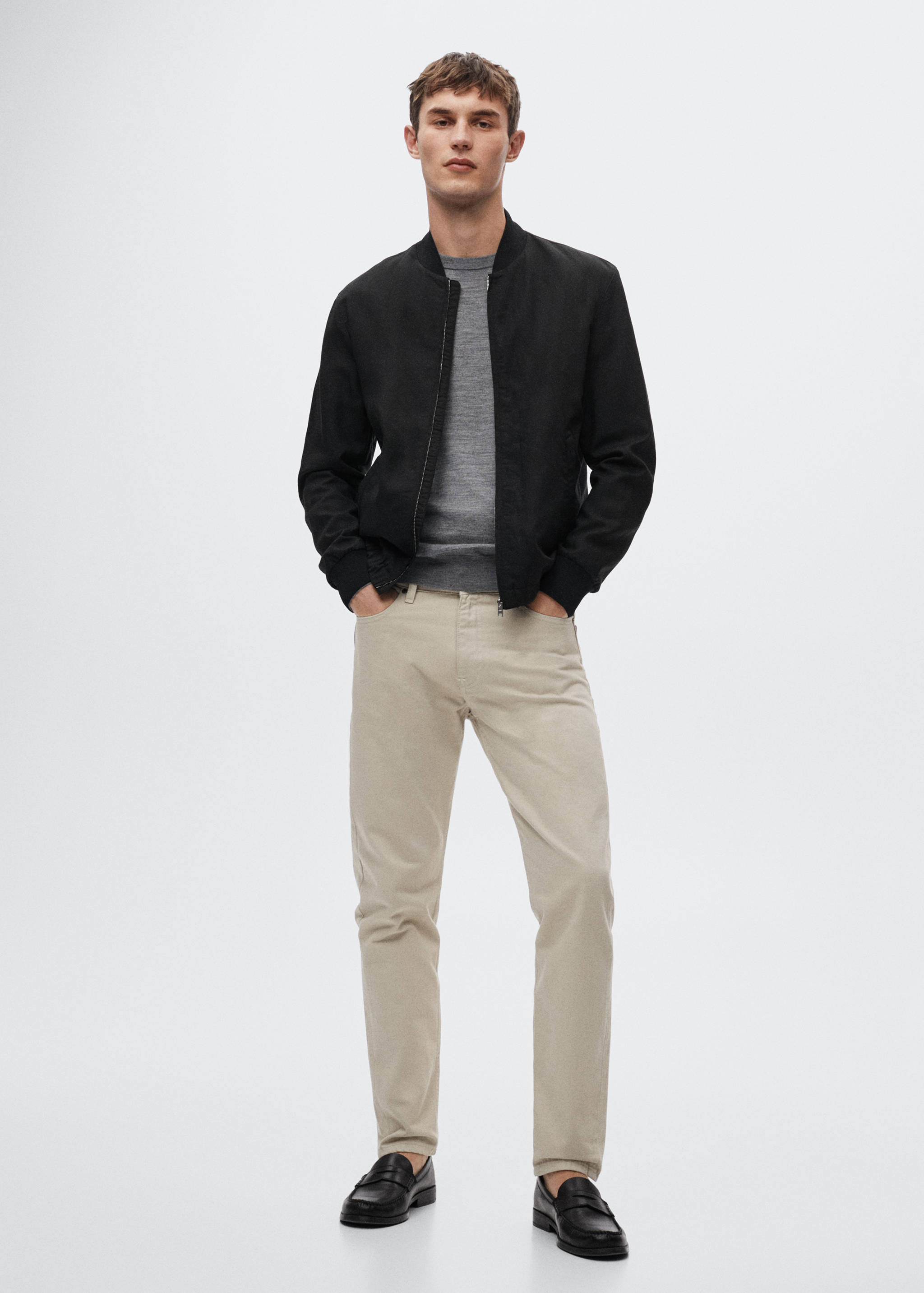 Tencel linen bomber jacket - General plane