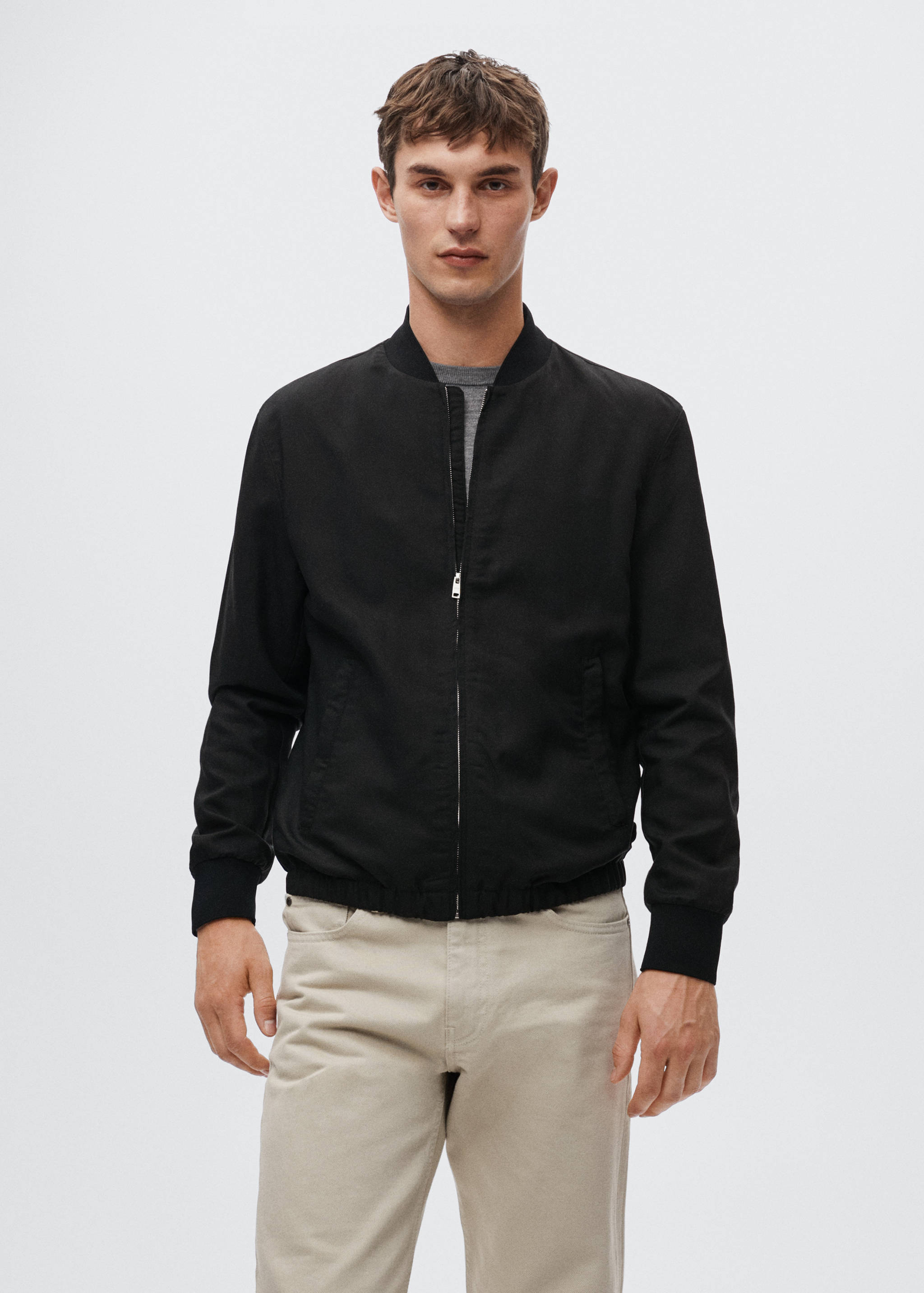 Tencel linen bomber jacket - Medium plane