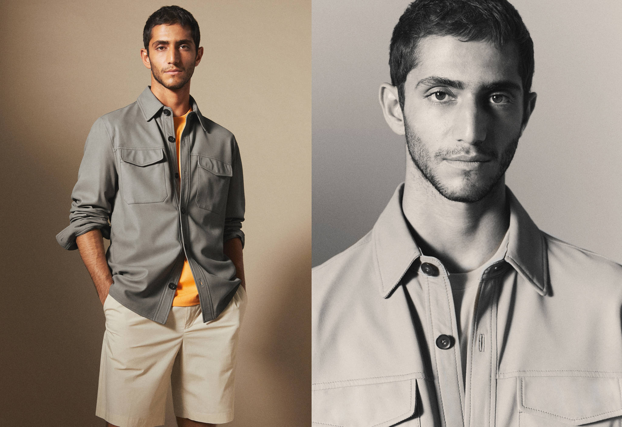 Leather overshirt with pockets - Panoramic plane