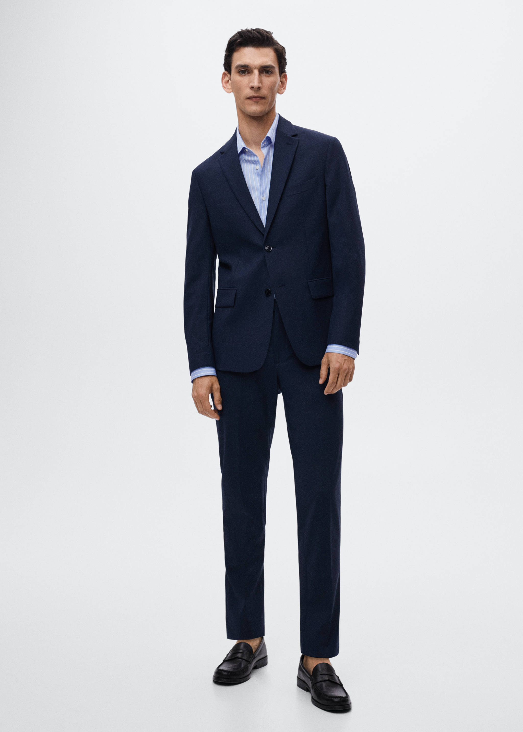 Chemise costume slim fit coton rayures - Plan général