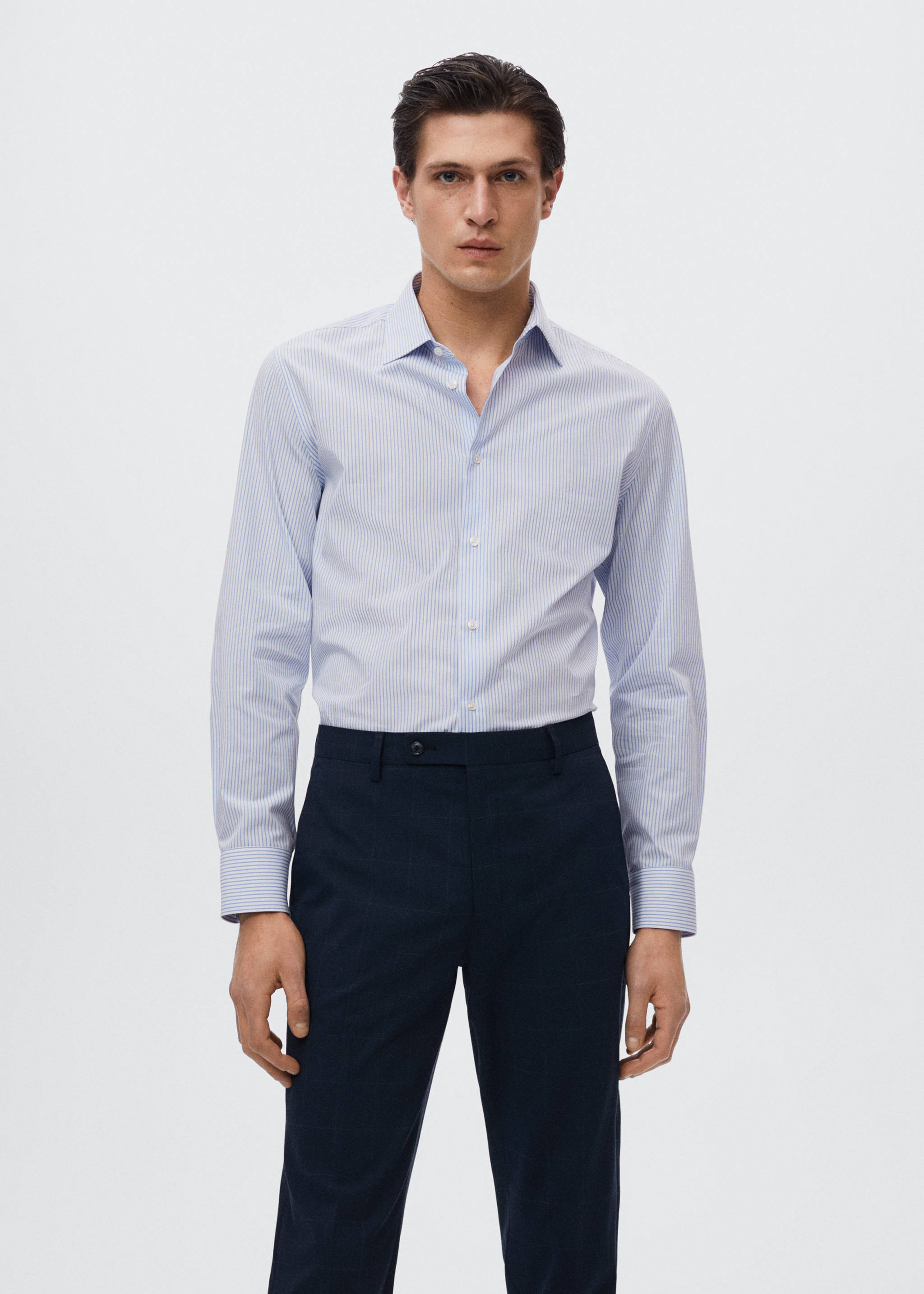 Slim fit thousand striped suit shirt - Medium plane