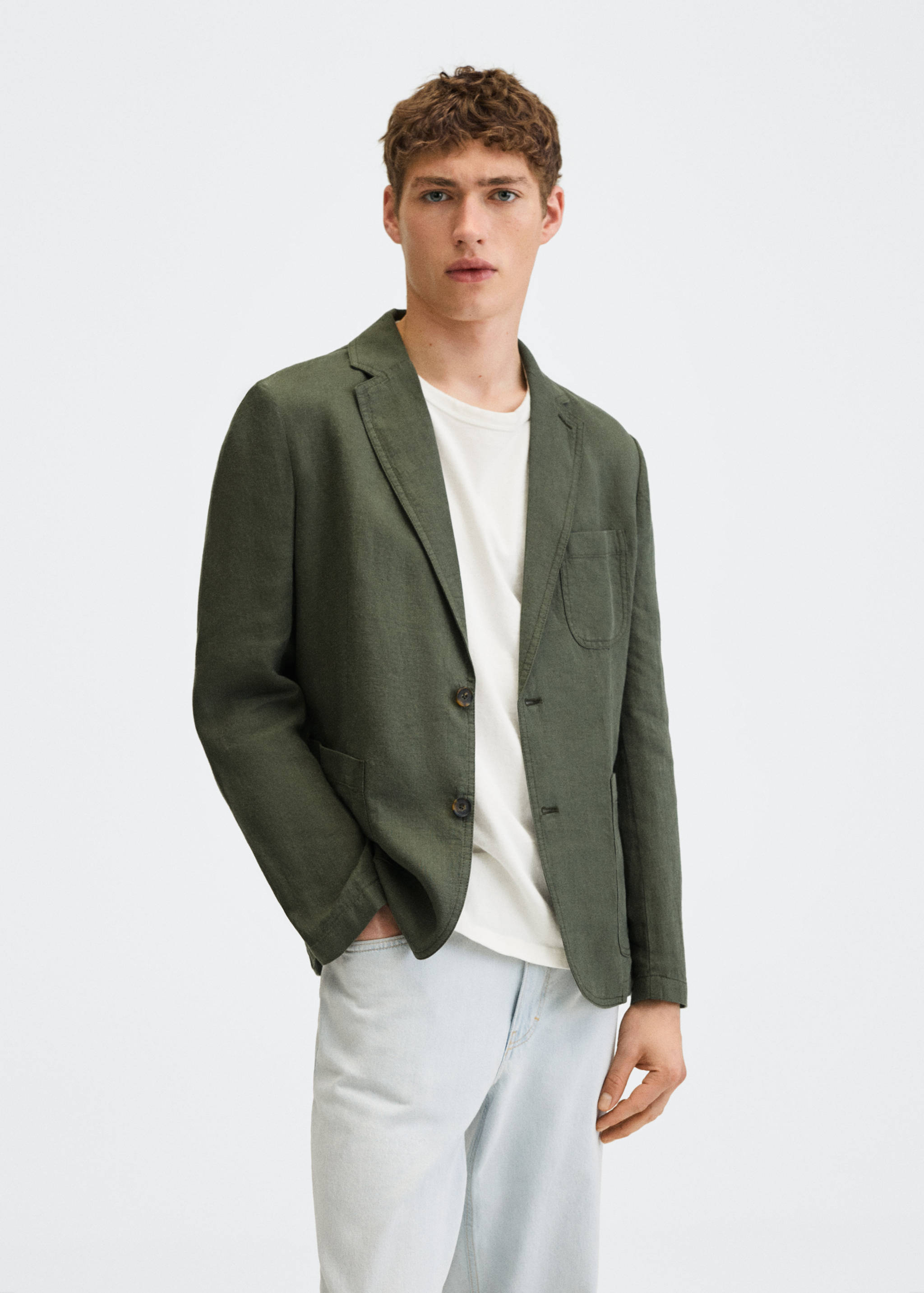 Slim-fit linen jacket - Medium plane