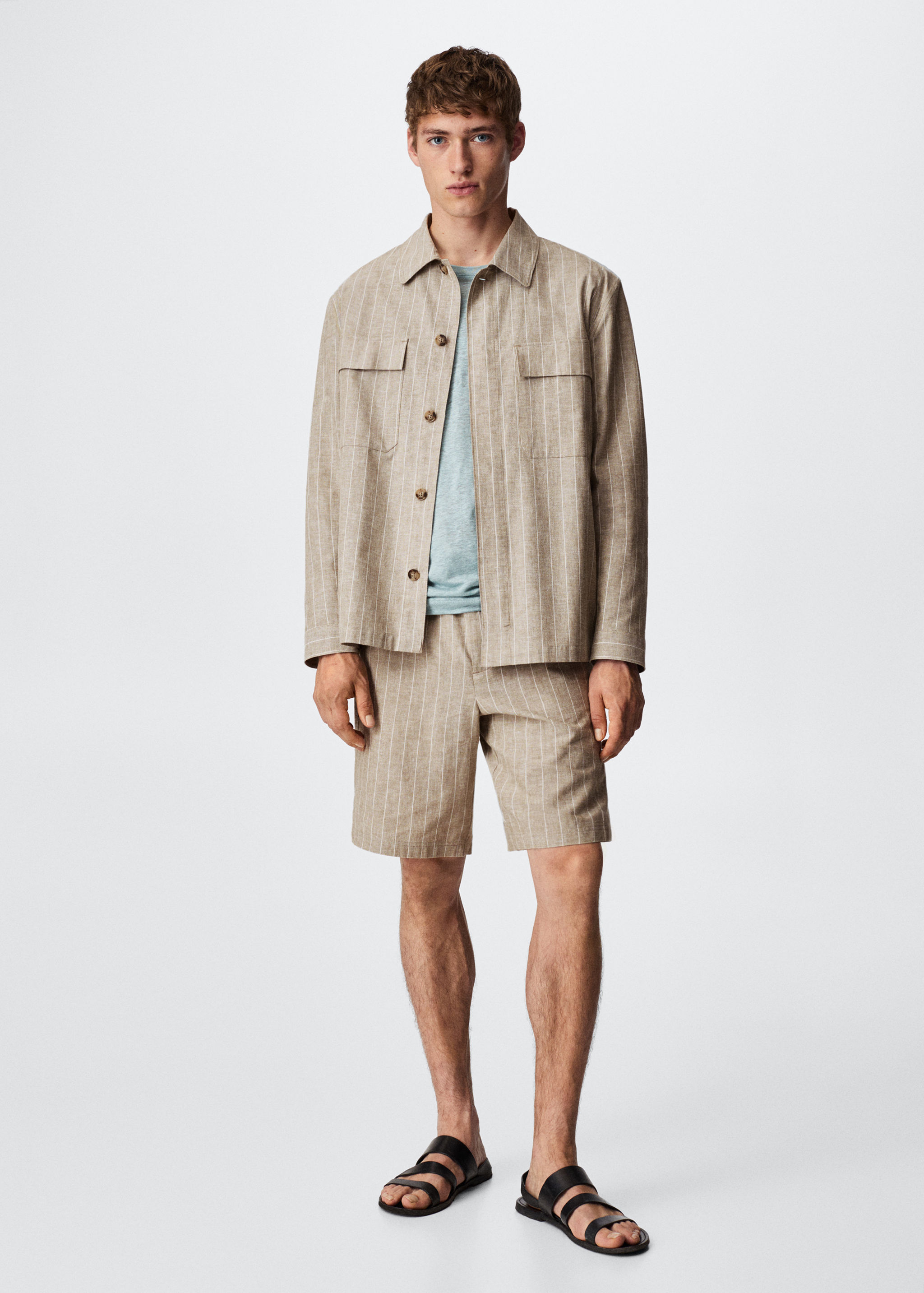 Gestreiftes Overshirt aus Baumwolle mit Leinen - Allgemeine Ansicht