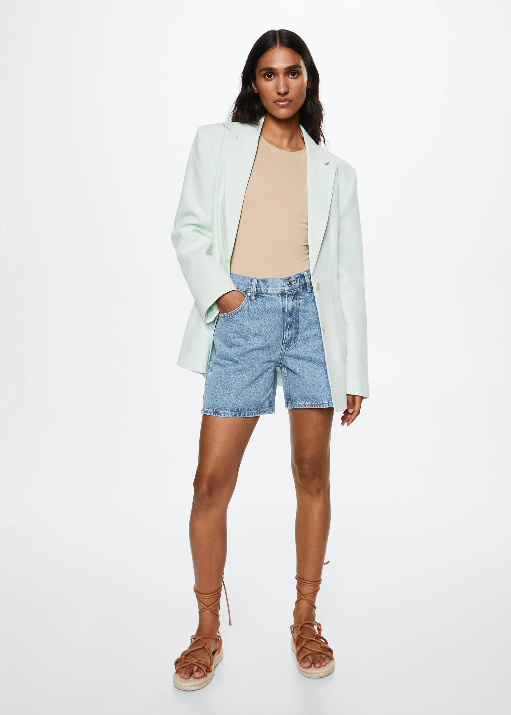 Straight denim shorts - General plane