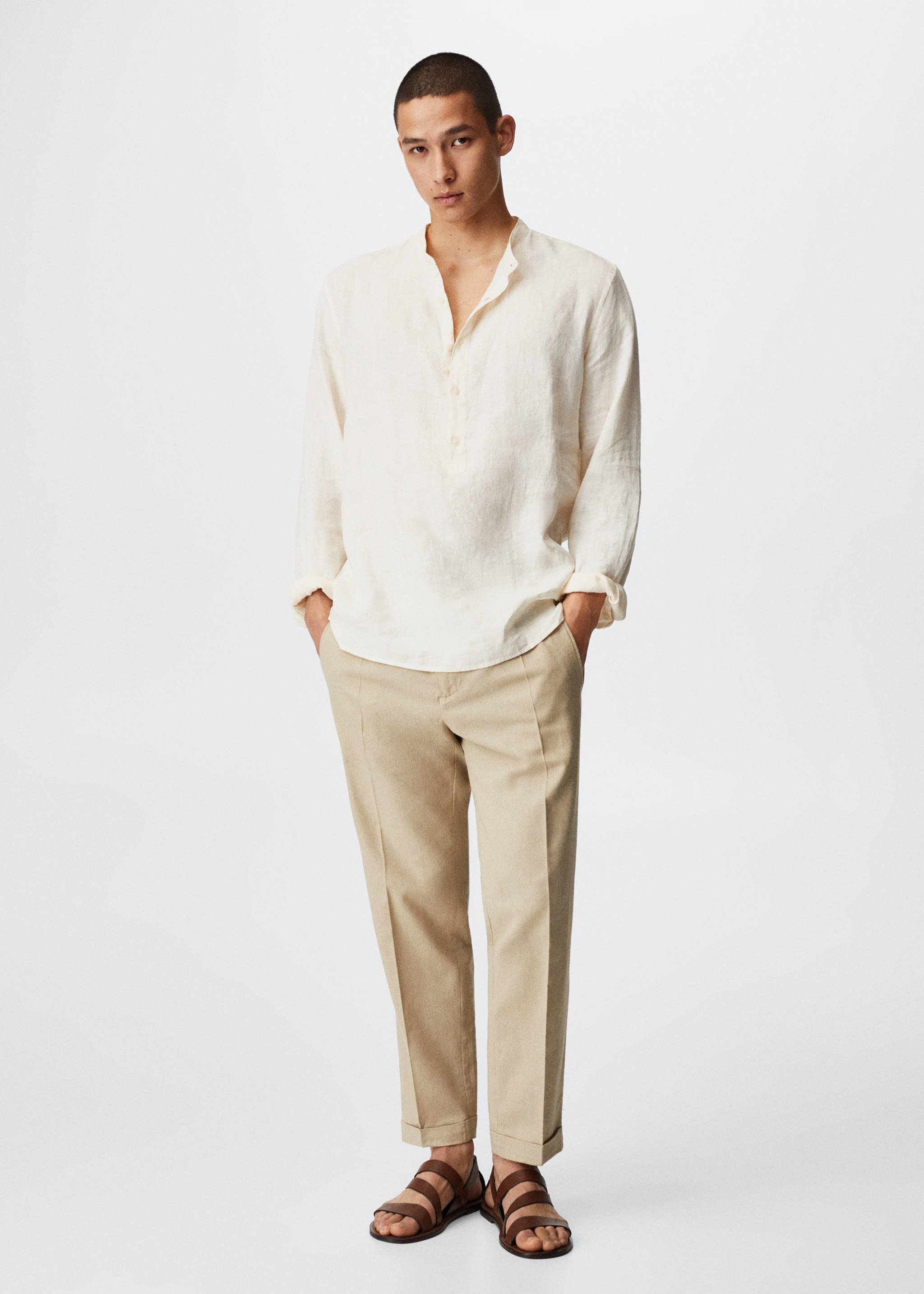 Lněné kalhoty relax fit - Celkový náhled