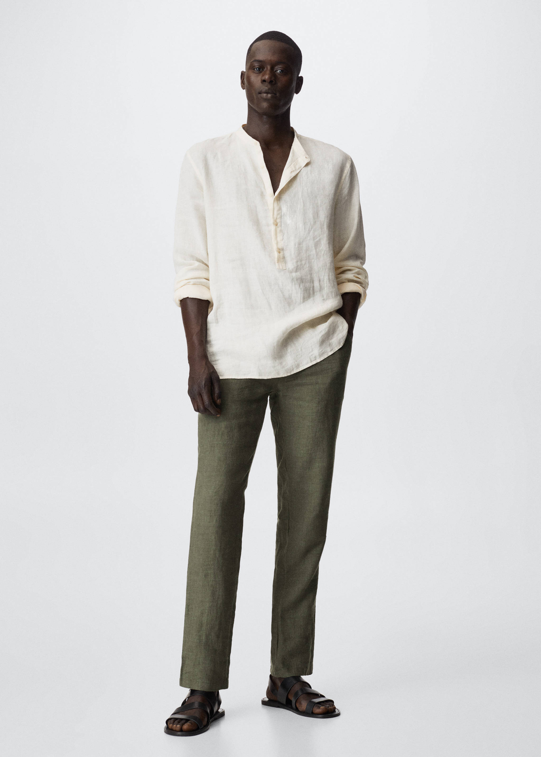 Slim fit linen trousers - General plane