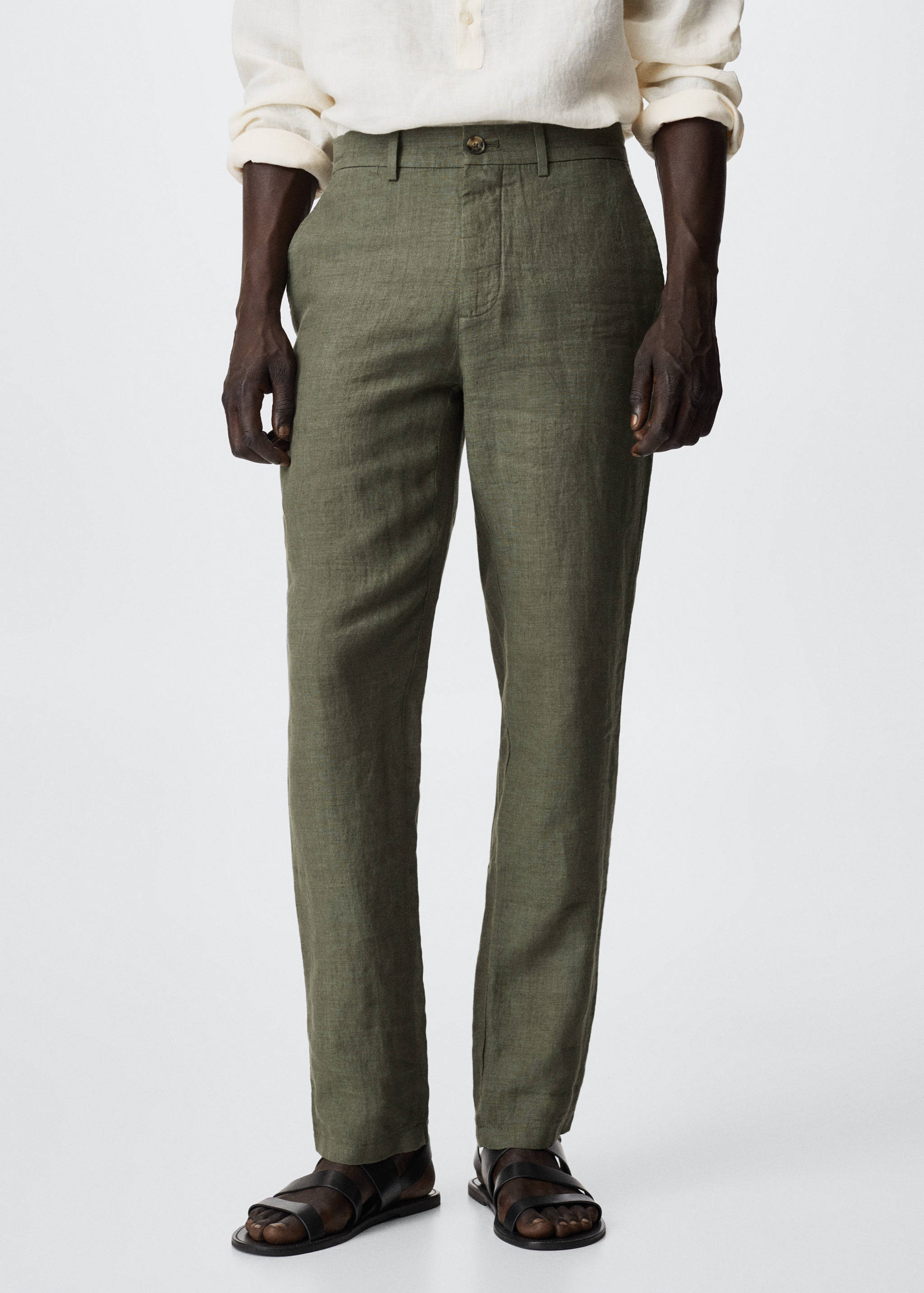 Slim fit linen trousers - Medium plane