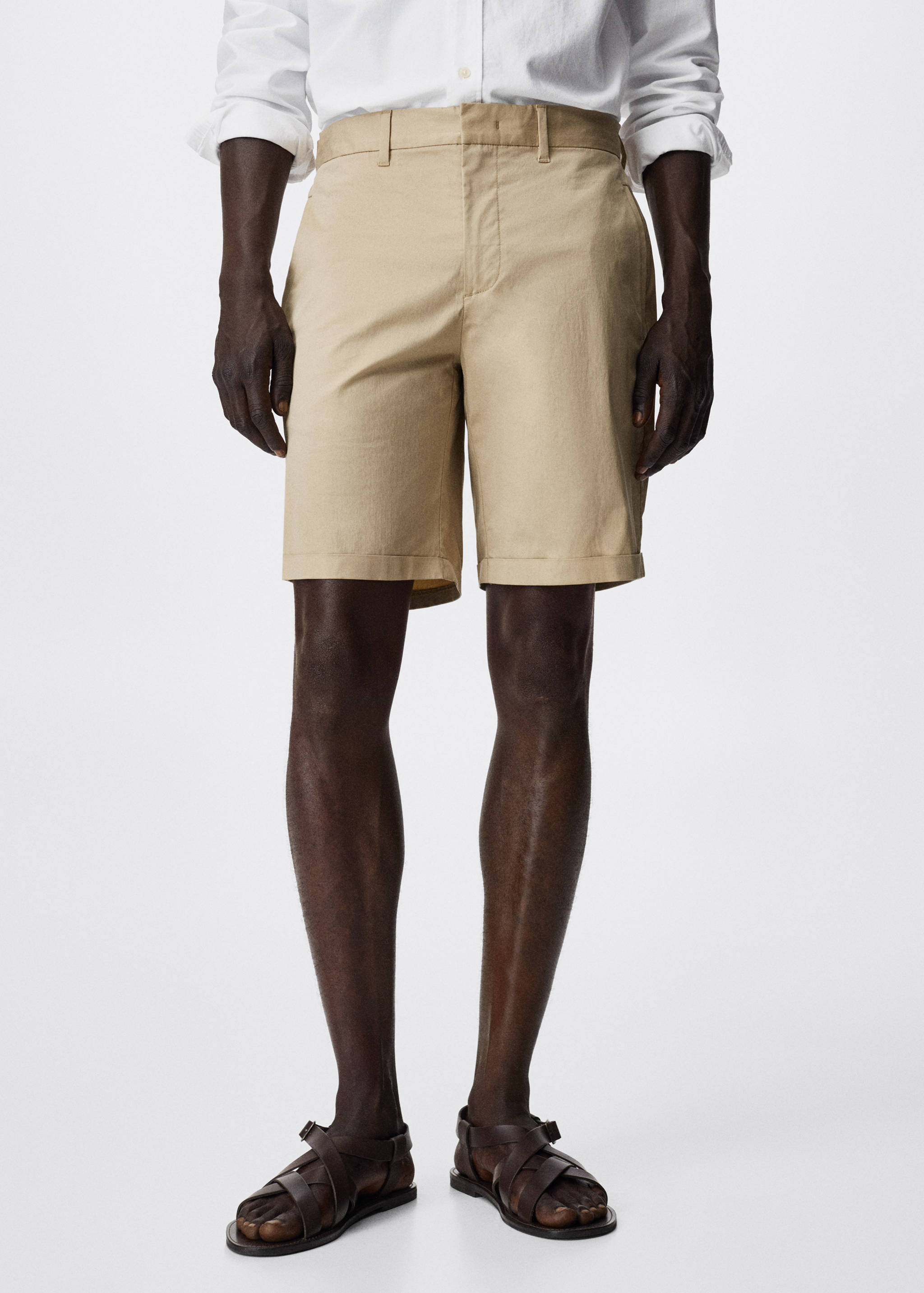 Slim-fit chino cotton bermuda shorts - Medium plane