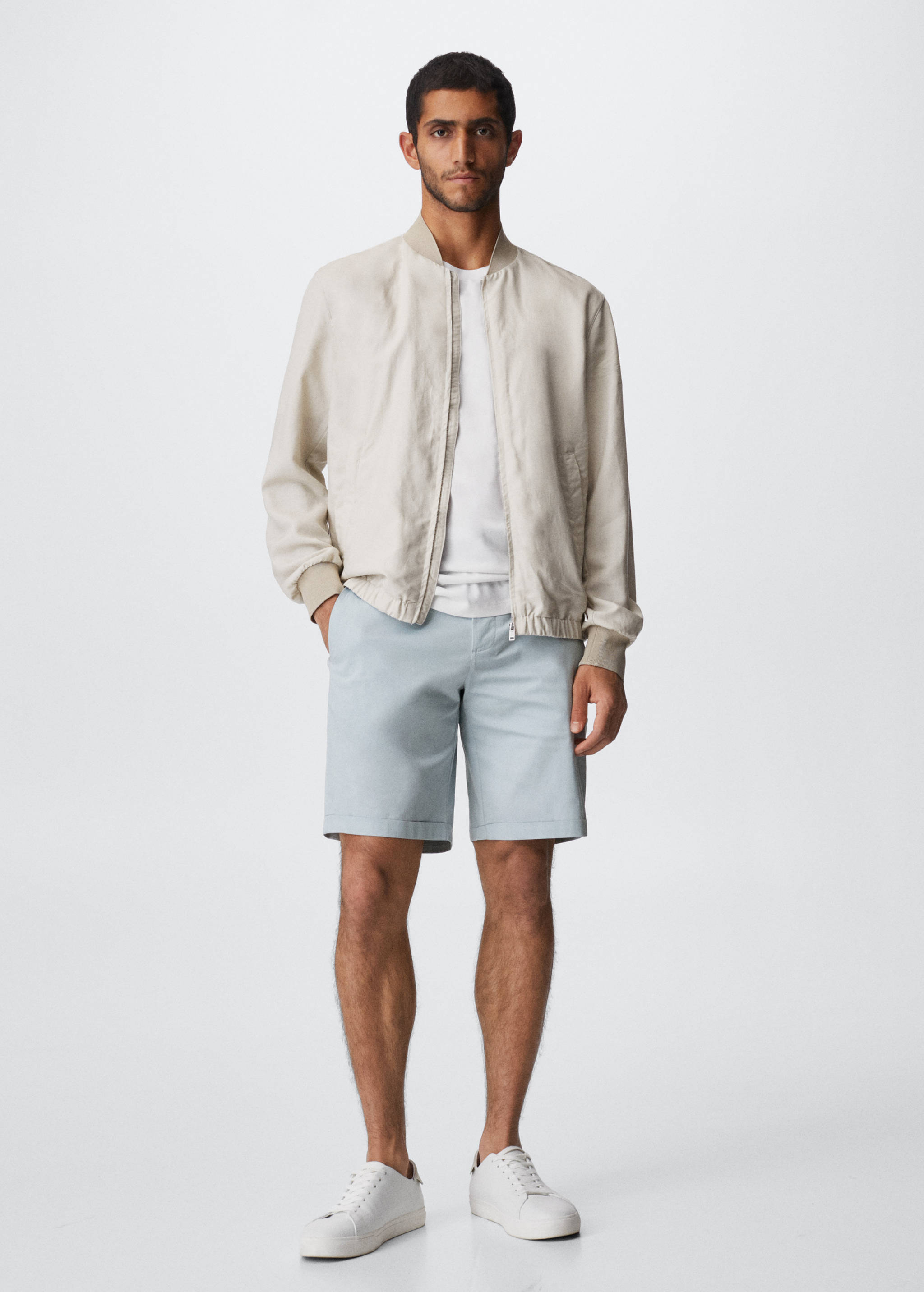 Slim-fit chino cotton bermuda shorts - General plane