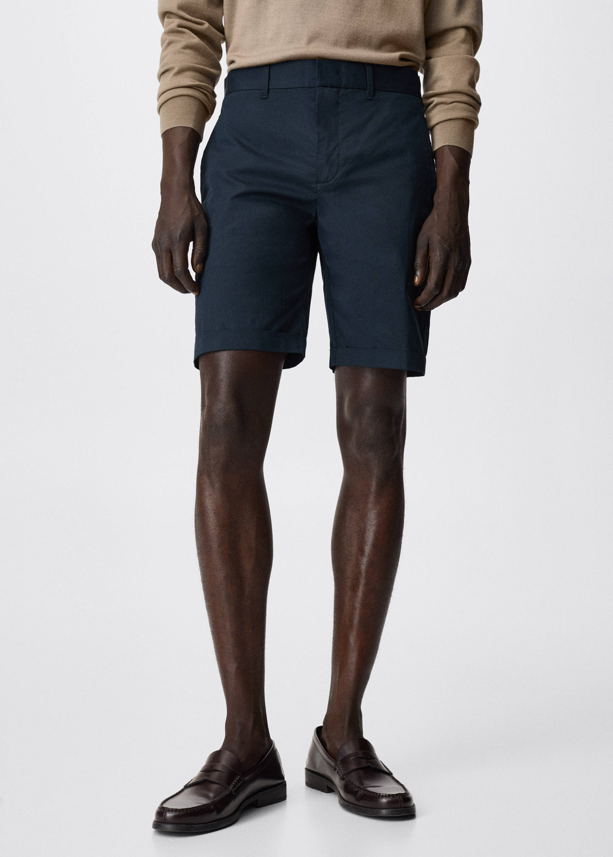 Slim-fit chino cotton bermuda shorts - Medium plane