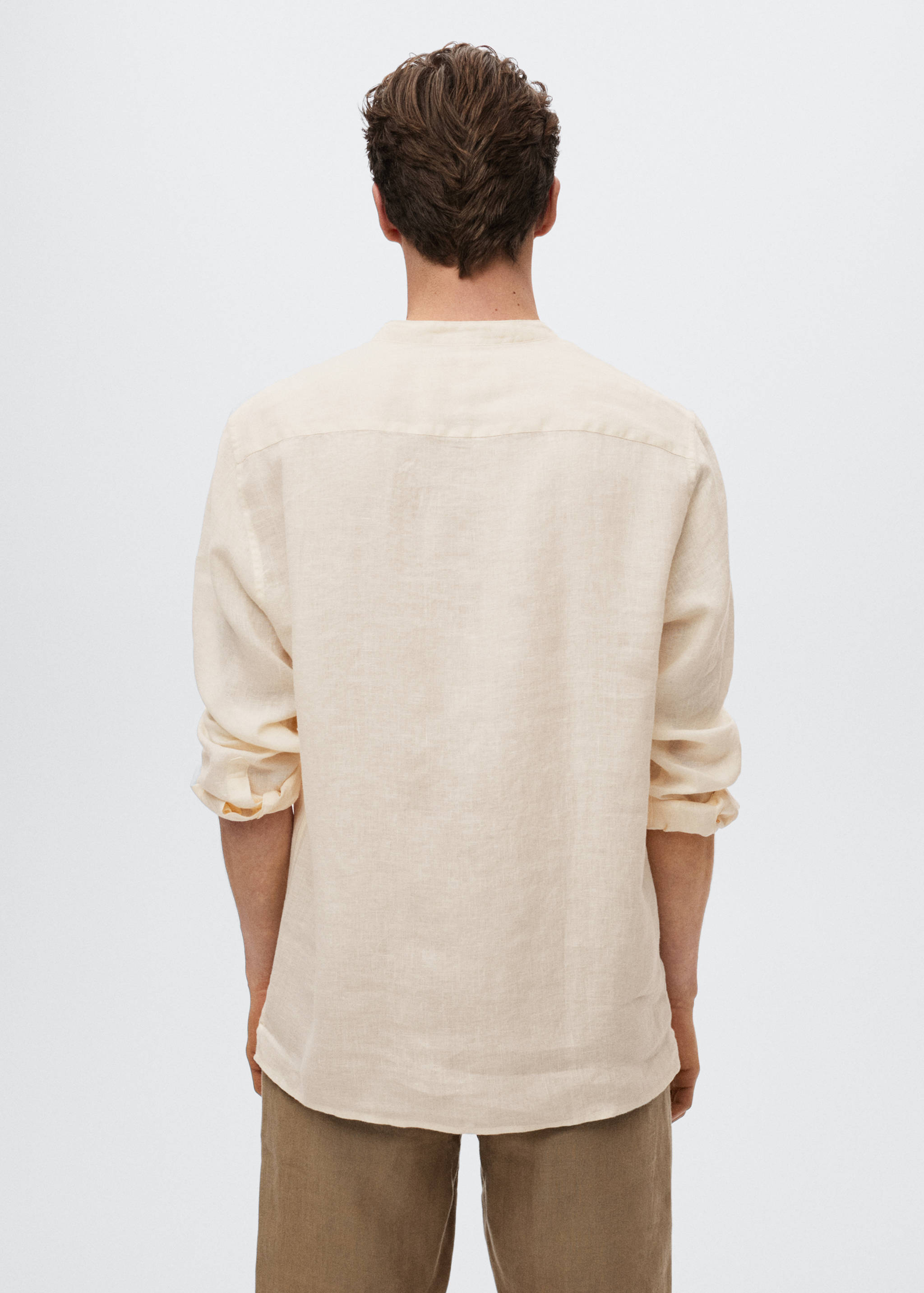 Regular-fit Mao-collar linen shirt - Reverse of the article
