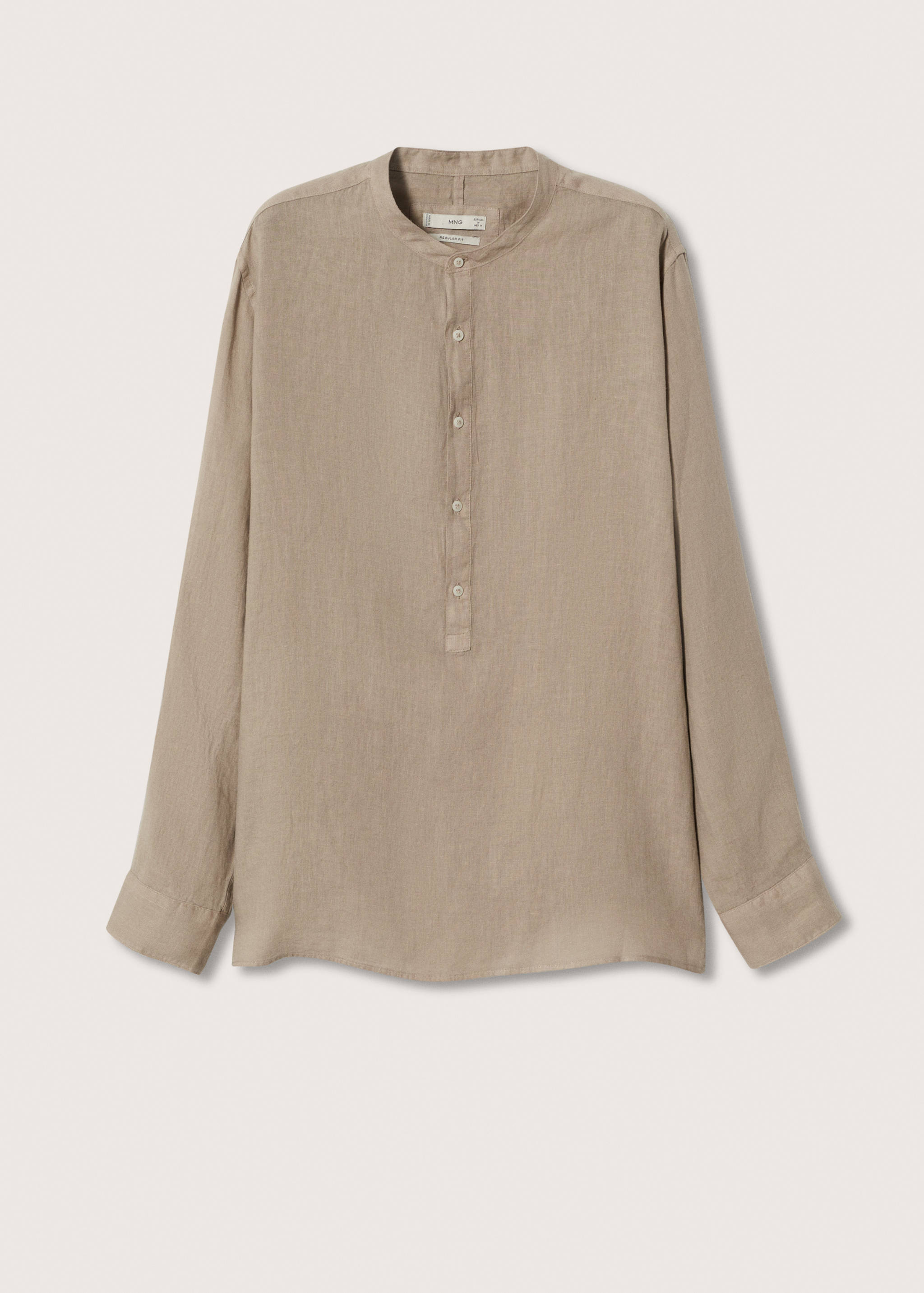 Regular-fit Mao-collar linen shirt - Article without model
